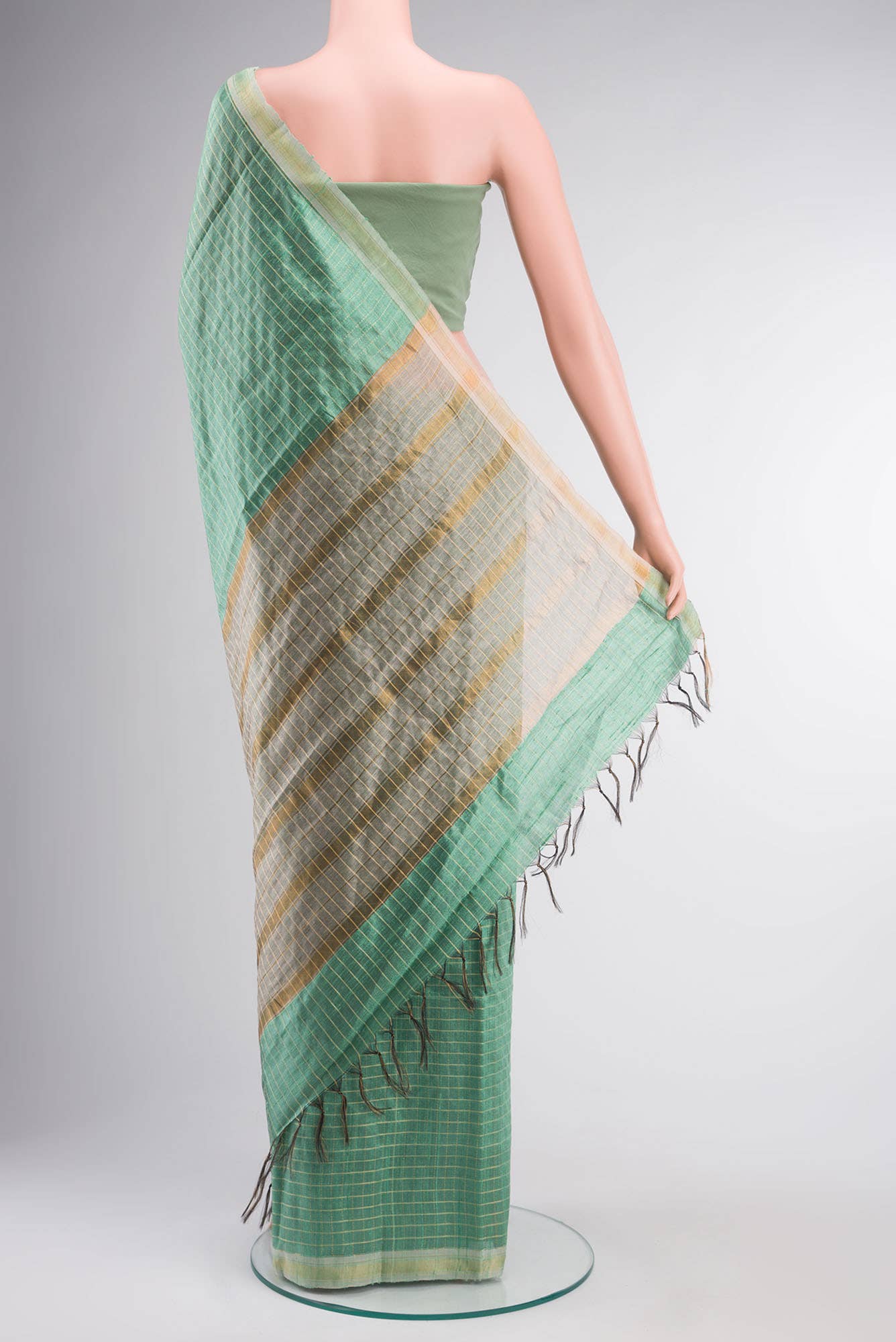 Aahana-Green Bhagalpuri Tussar Silk Saree - Image 10