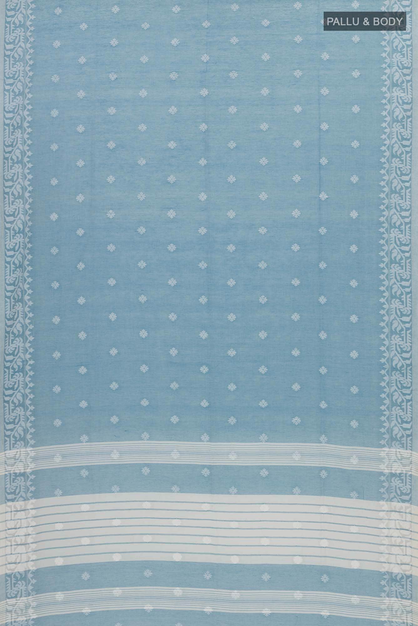 Aarna-Blue Bengal Cotton Saree - Image 4