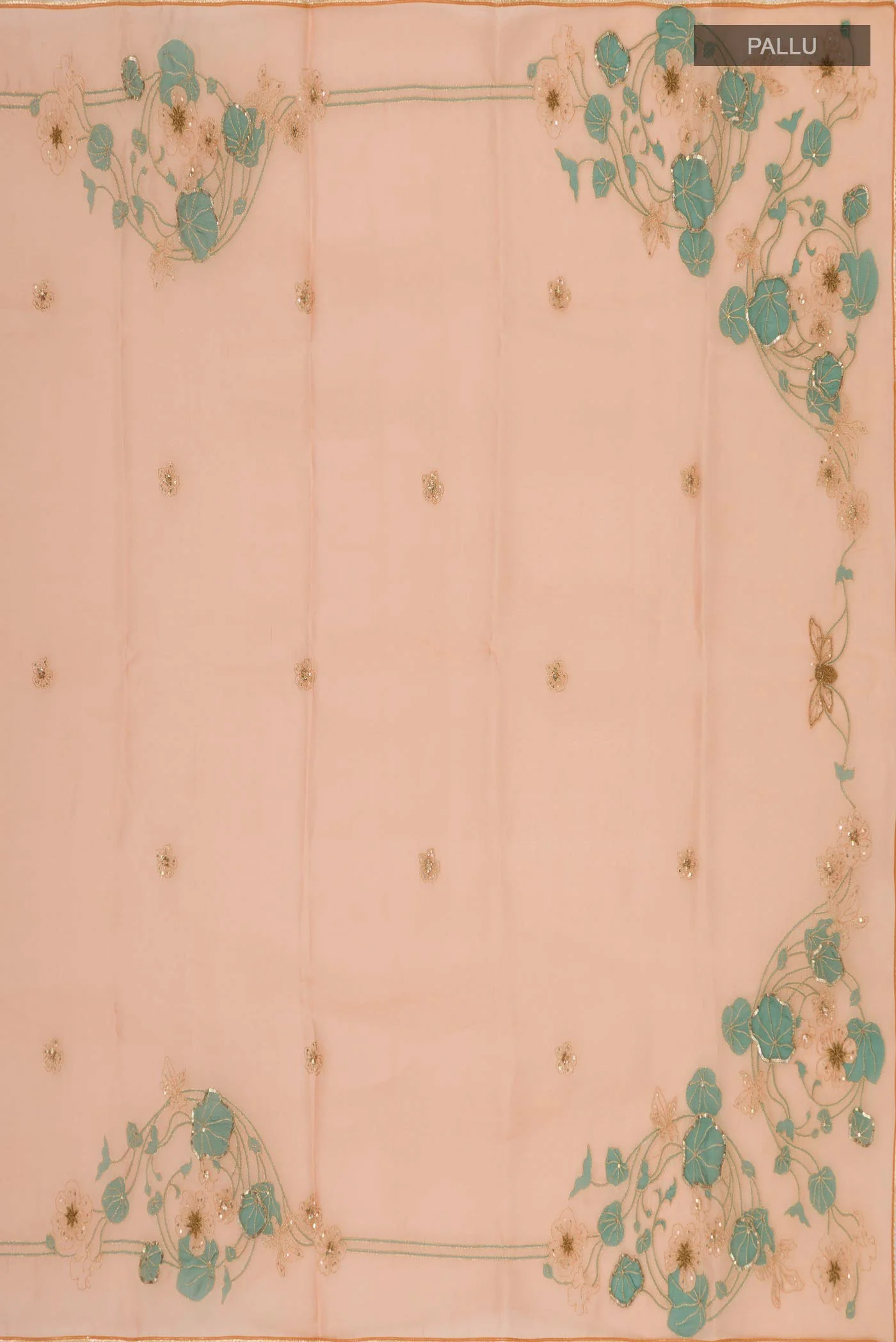 Aboli-Apricot Orange Organza Silk Saree - Image 5