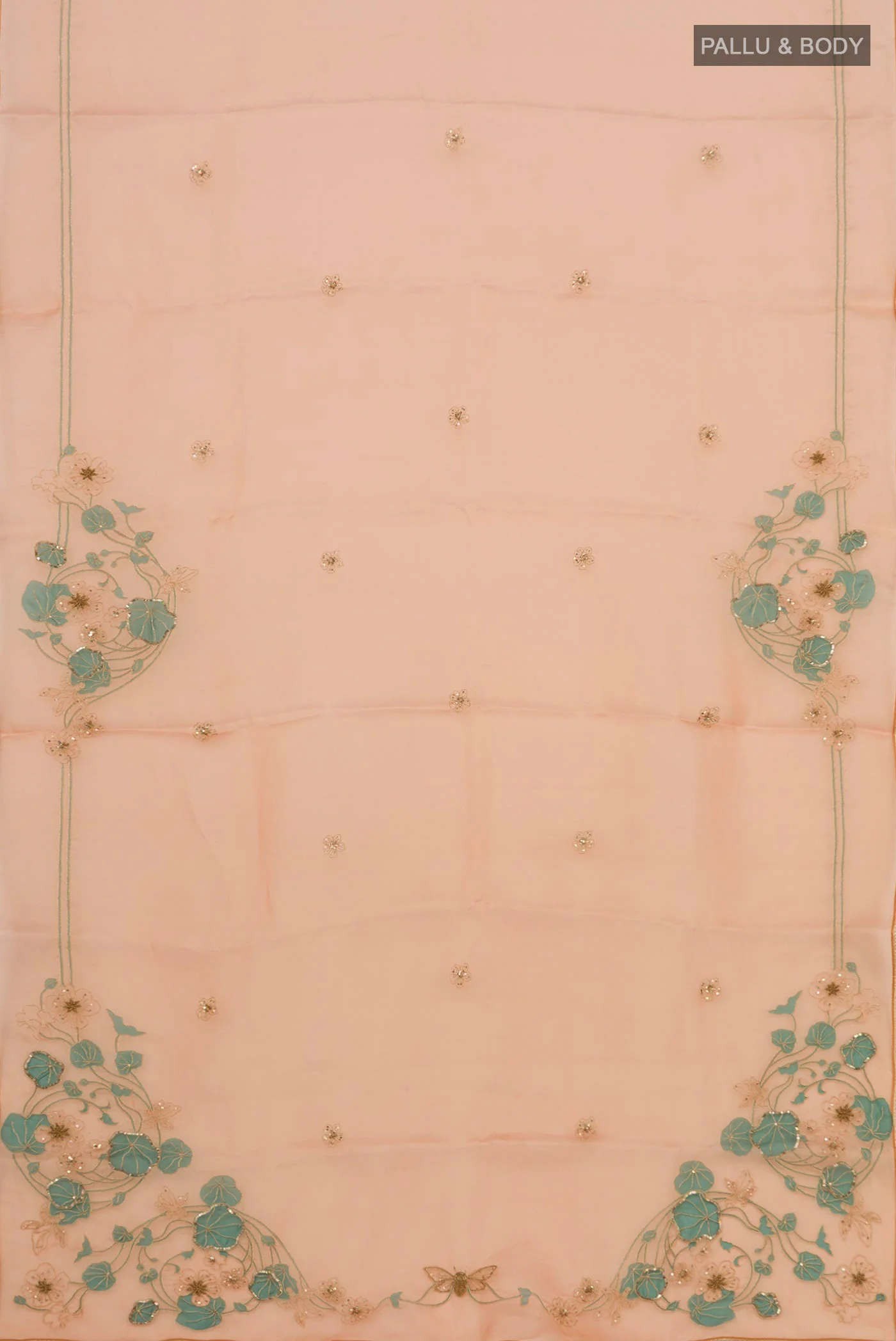 Aboli-Apricot Orange Organza Silk Saree - Image 6