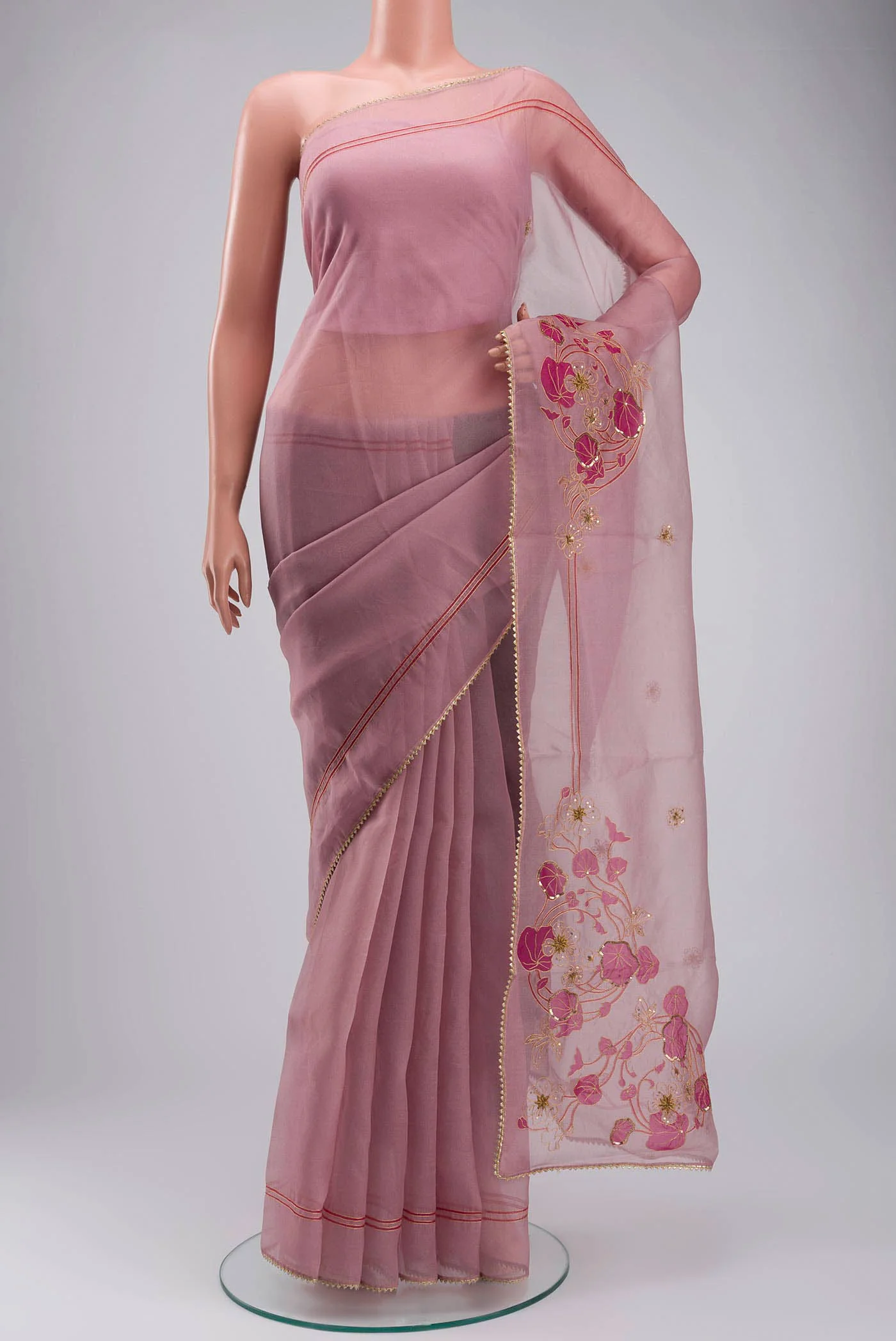 Aboli-Pink Organza Silk Saree