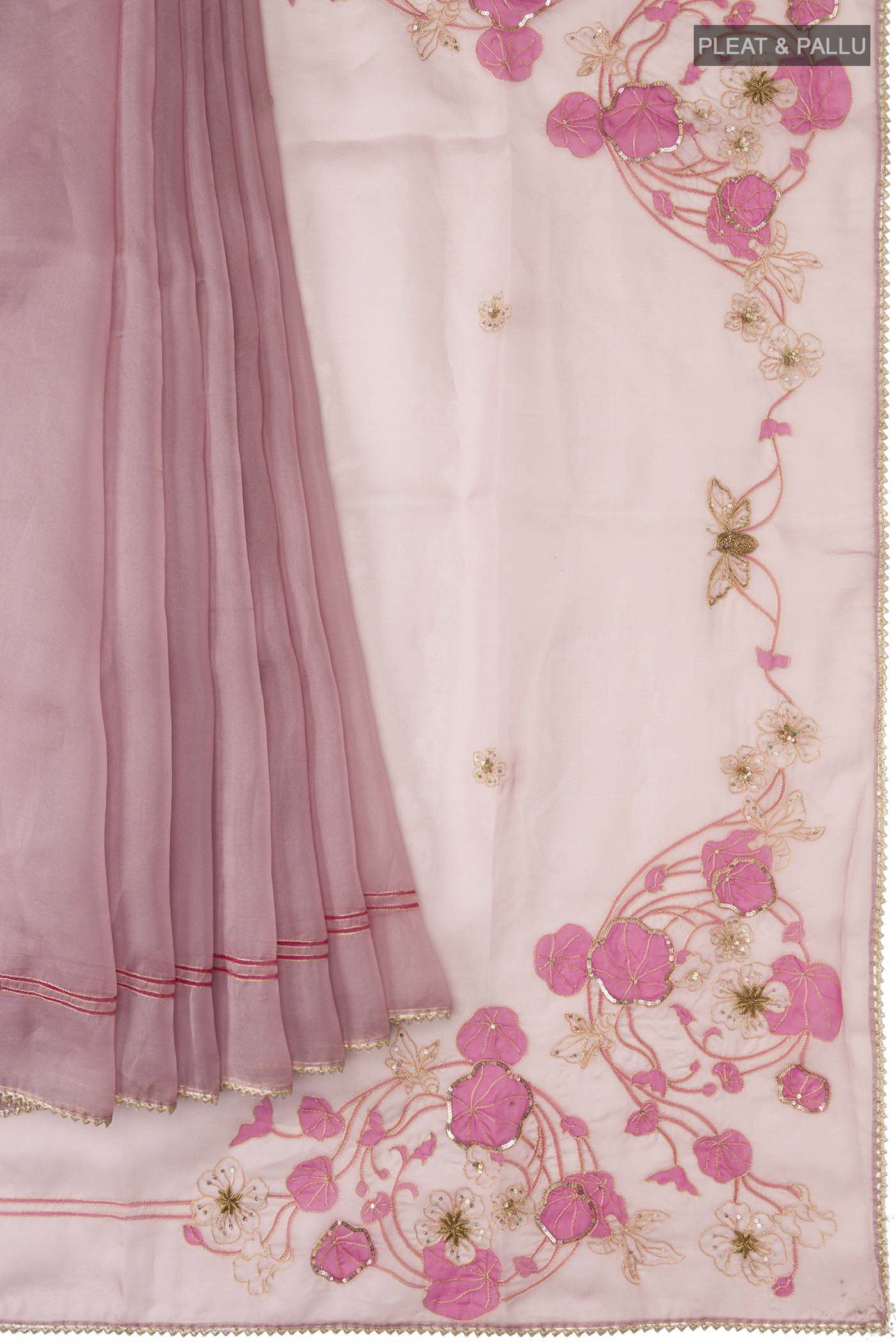 Aboli-Pink Organza Silk Saree - Image 2