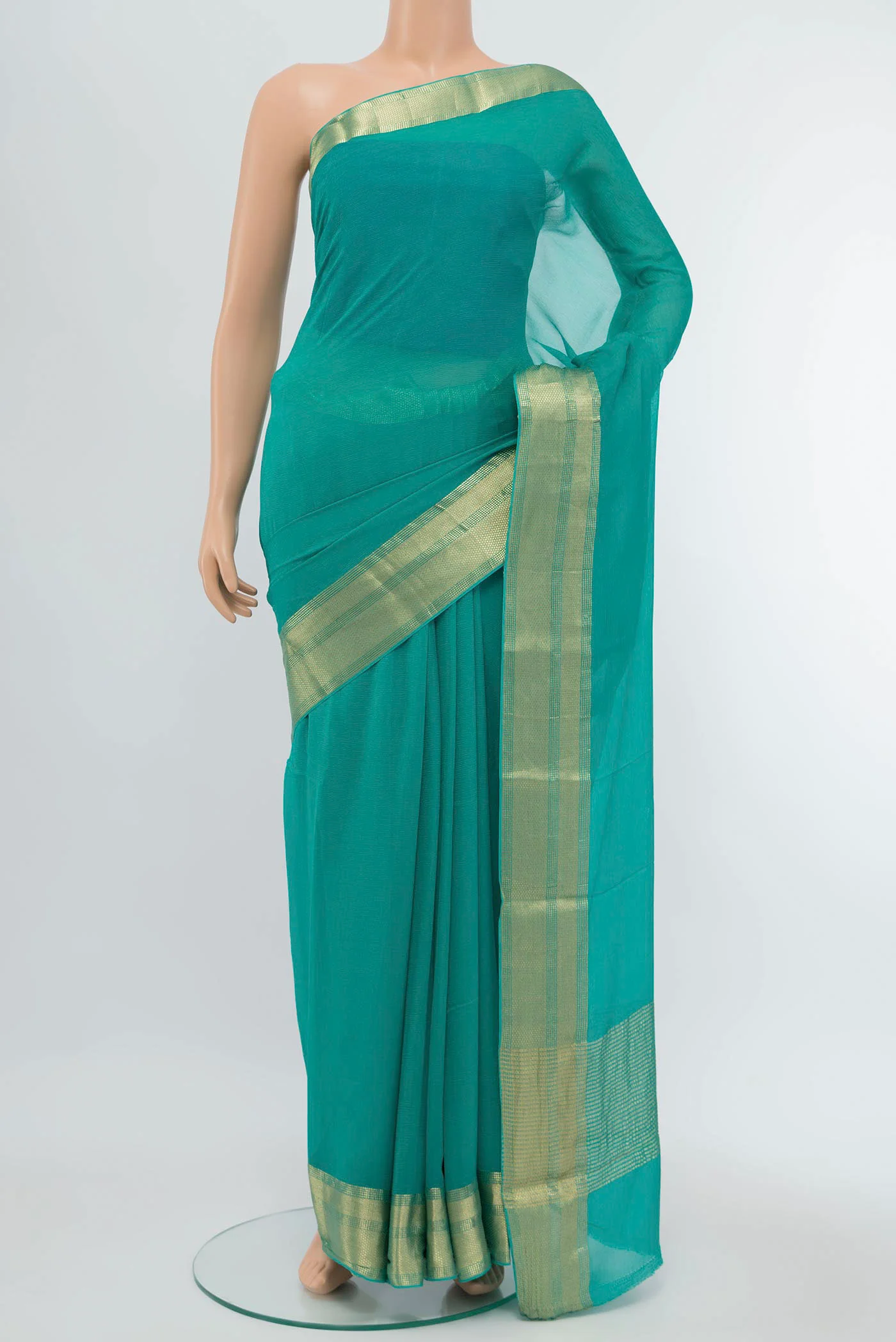 Acid Green Chiffon Saree