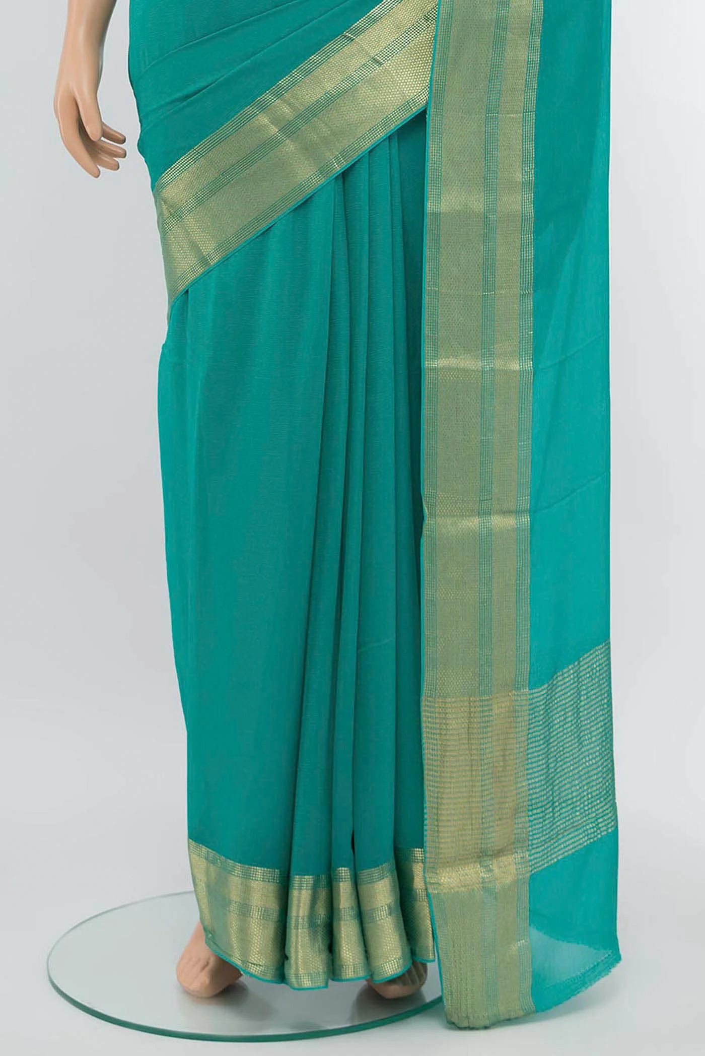 Acid Green Chiffon Saree - Image 3
