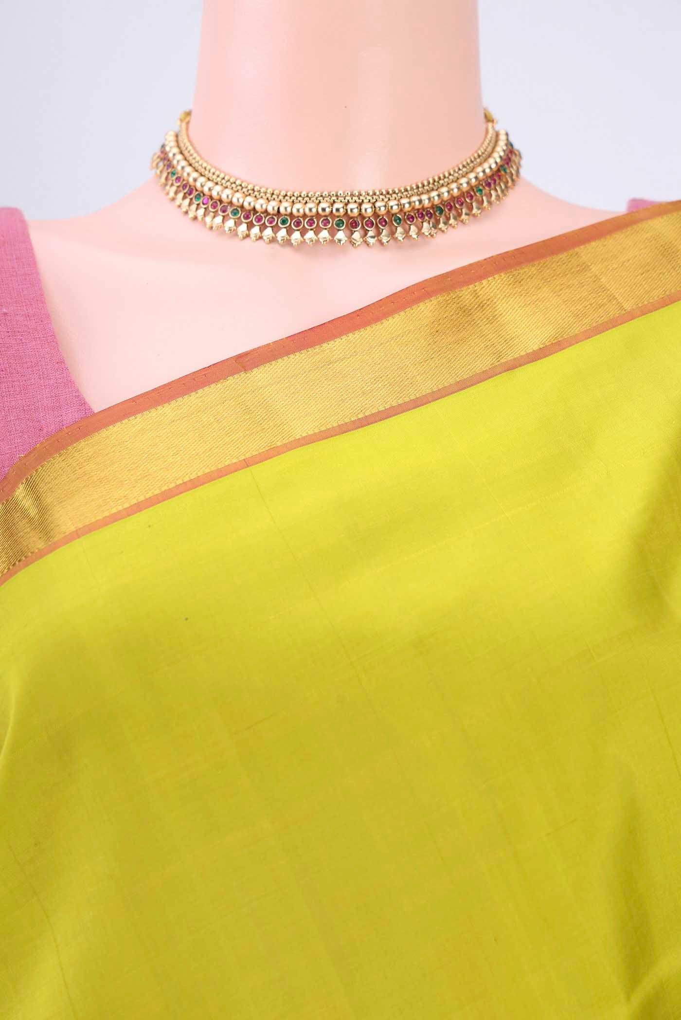 Acid Green Kanjivaram Saree - Image 2