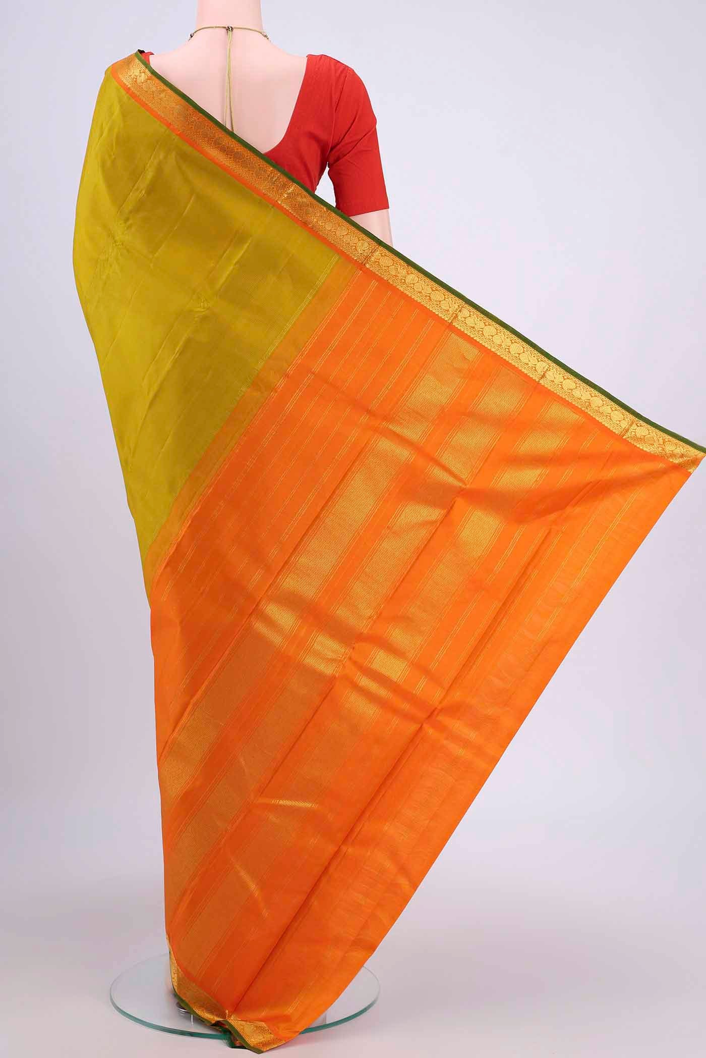 Acid Green Kanjivaram Saree - Image 3