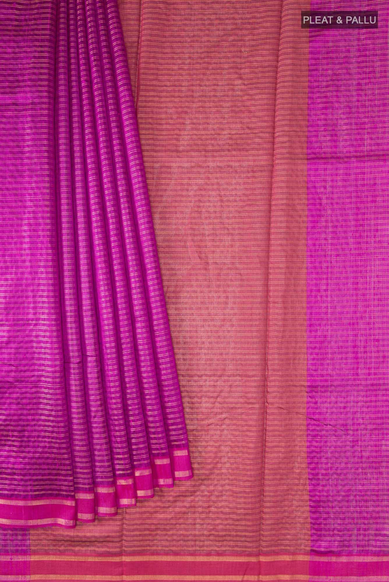 Akira-Dark Pink Bhagalpuri Tussar Silk Saree - Image 2