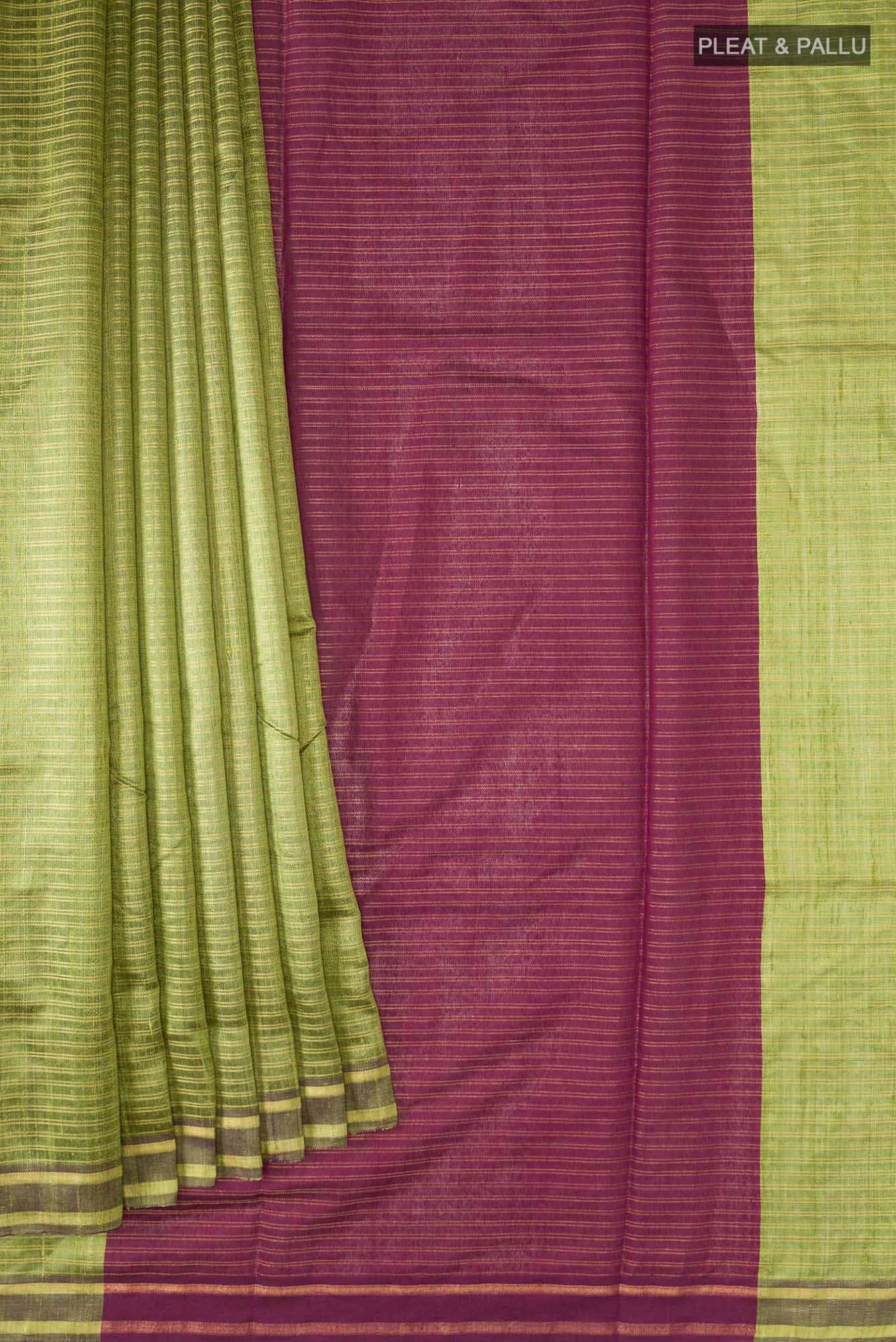 Akira-Olive Green Bhagalpuri Tussar Silk Saree - Image 2