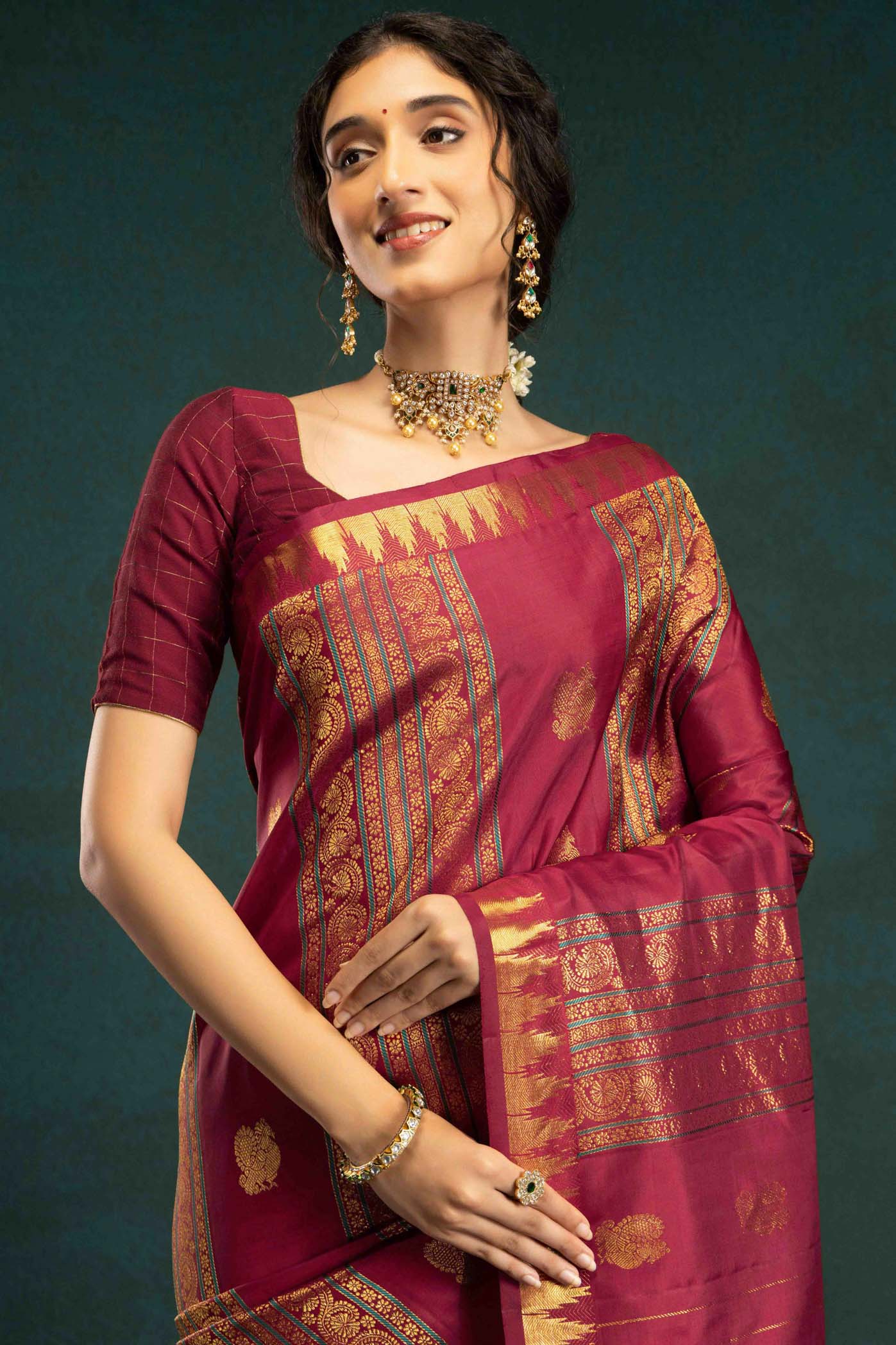 Amaaya-Red Kanchipuram Silk Saree - Image 4