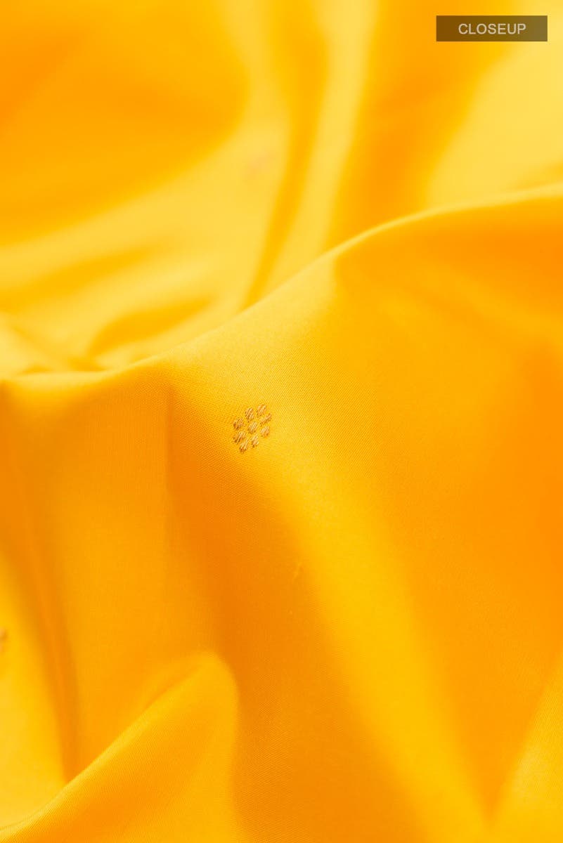 Amara-Mustard Yellow Kanchipuram Silk Saree - Image 7