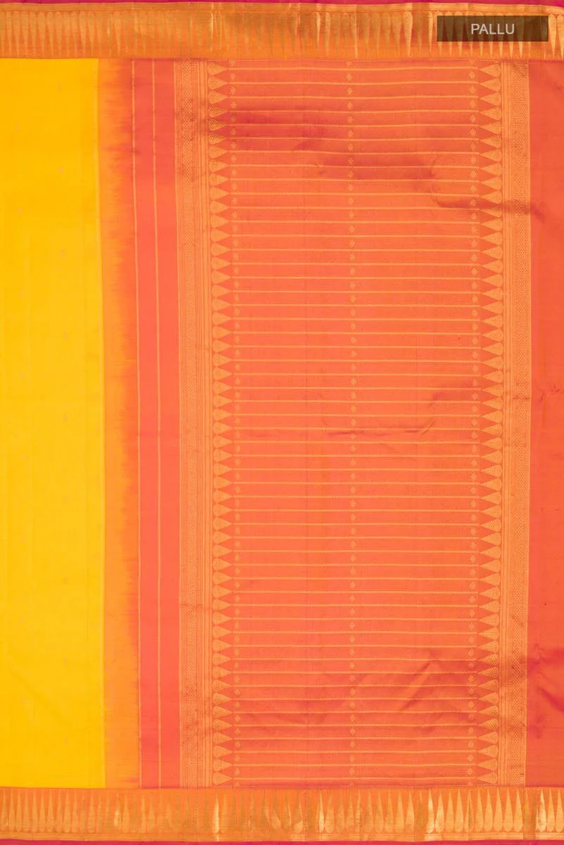 Amara-Mustard Yellow Kanchipuram Silk Saree - Image 8