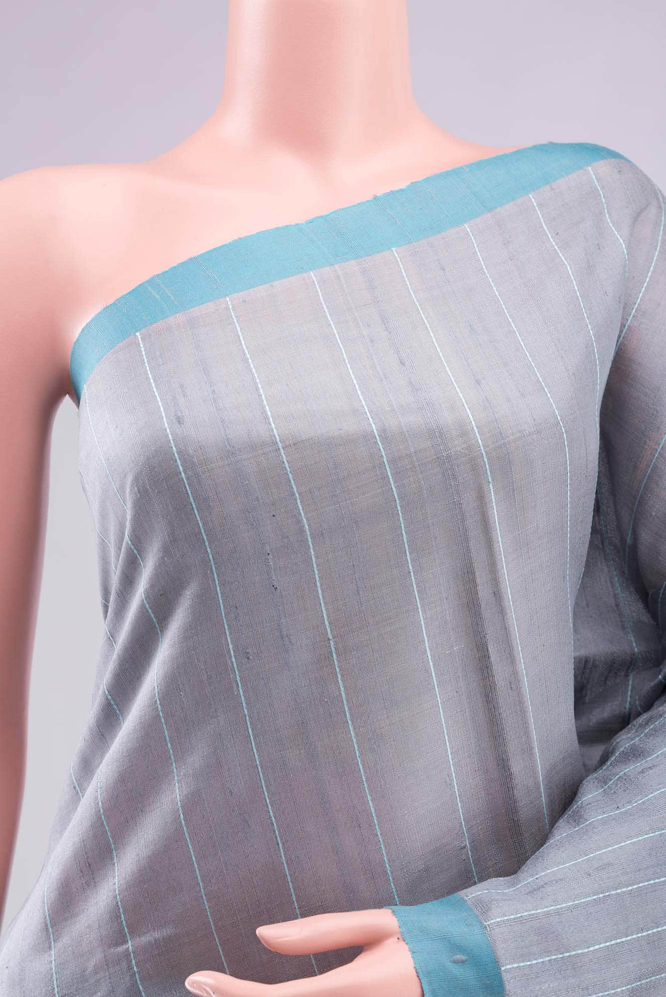 Amisha-Grey Bhagalpuri Tussar Silk Saree - Image 2