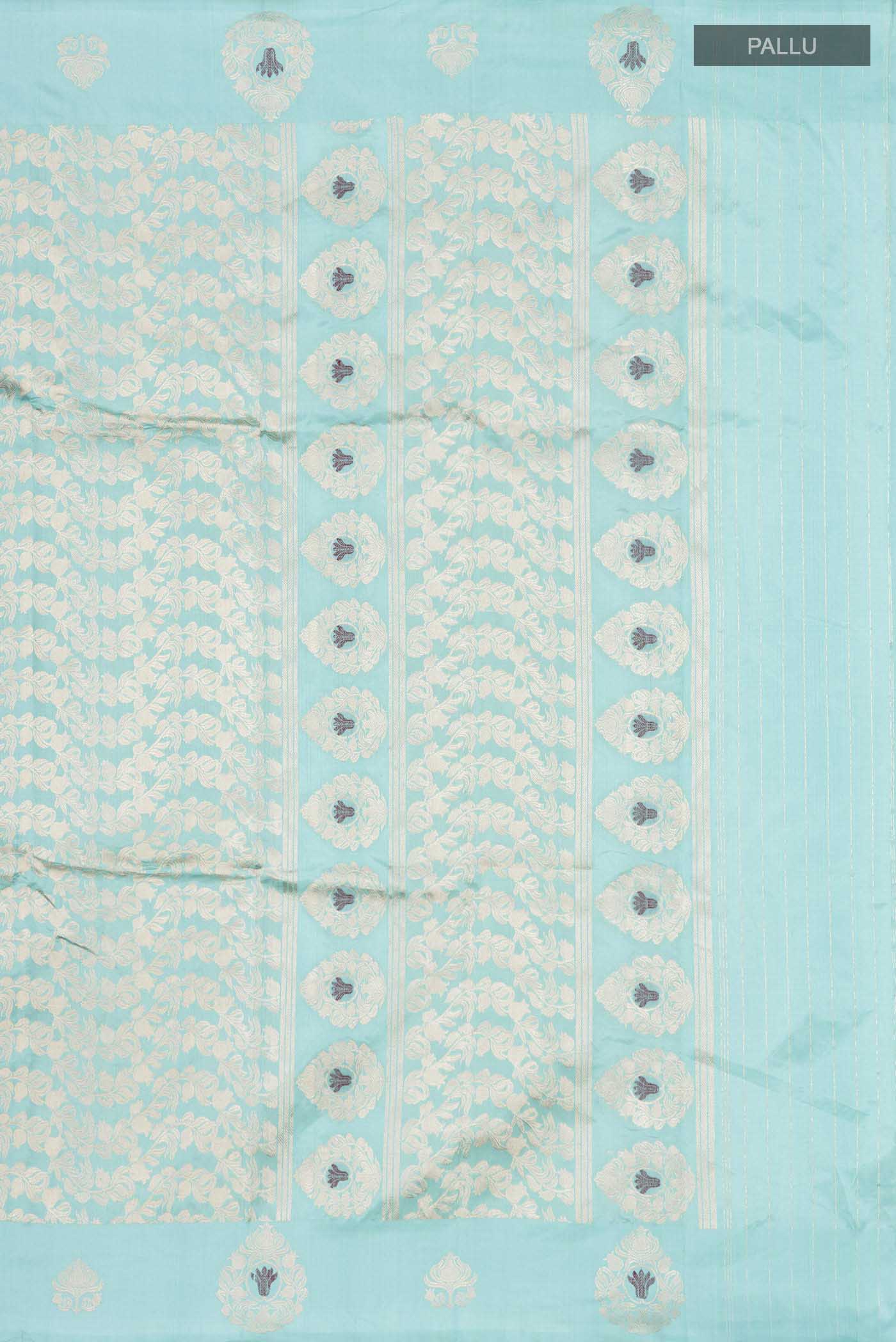 Anaar-Turquoise Banarasi Katan Silk Saree - Image 5