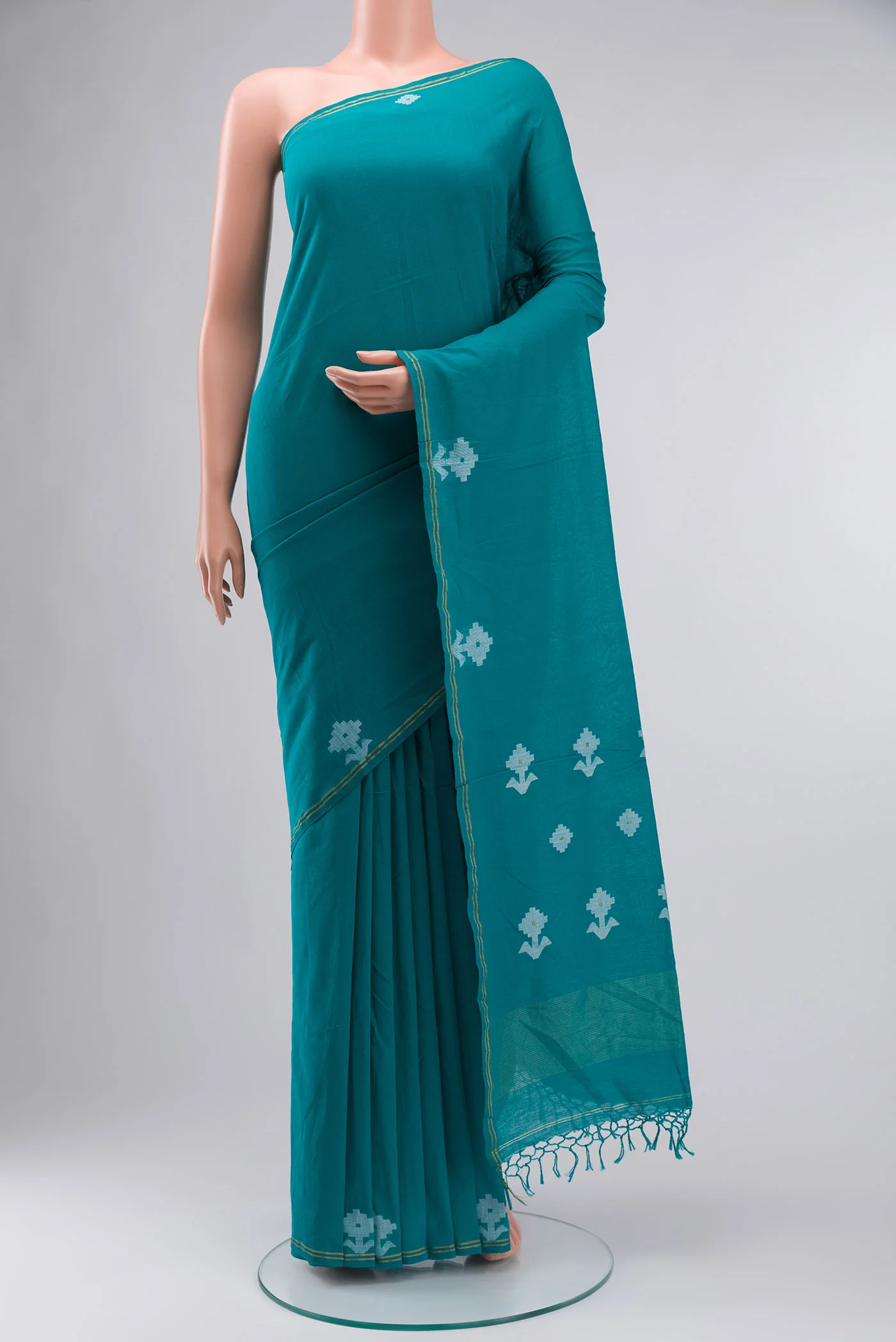 Anuradha-Teal Bengal Cotton Saree