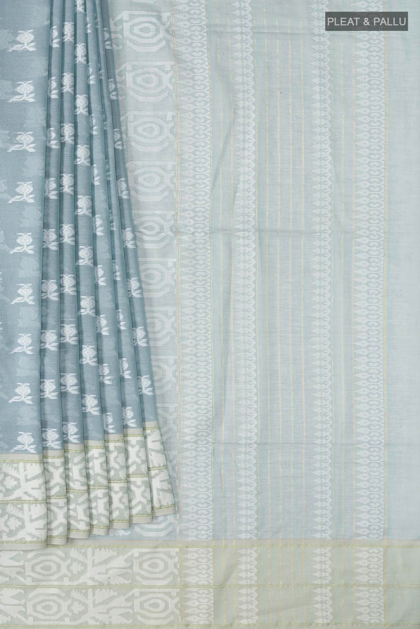 Aradhana-Grey Bengal Cotton Saree - Image 2