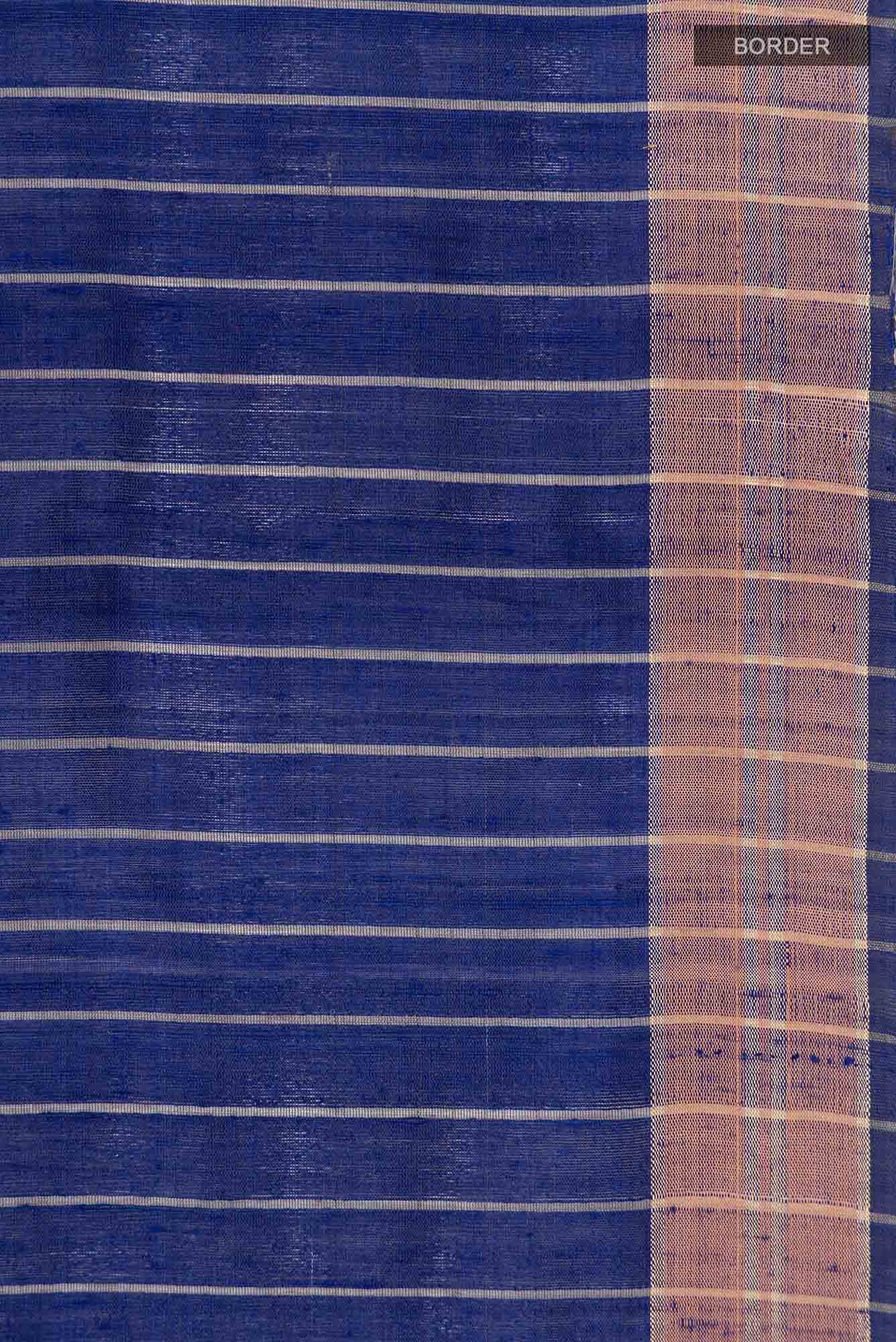 Avni-Royal Blue Bhagalpuri Tussar Silk Saree - Image 7