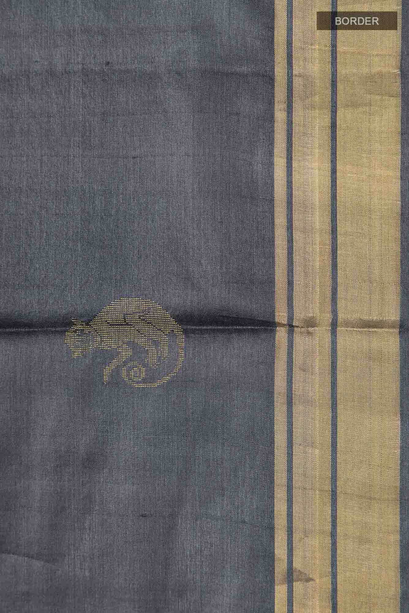 Banana Bandit-Grey Bhagalpuri Tussar Silk Saree - Image 7