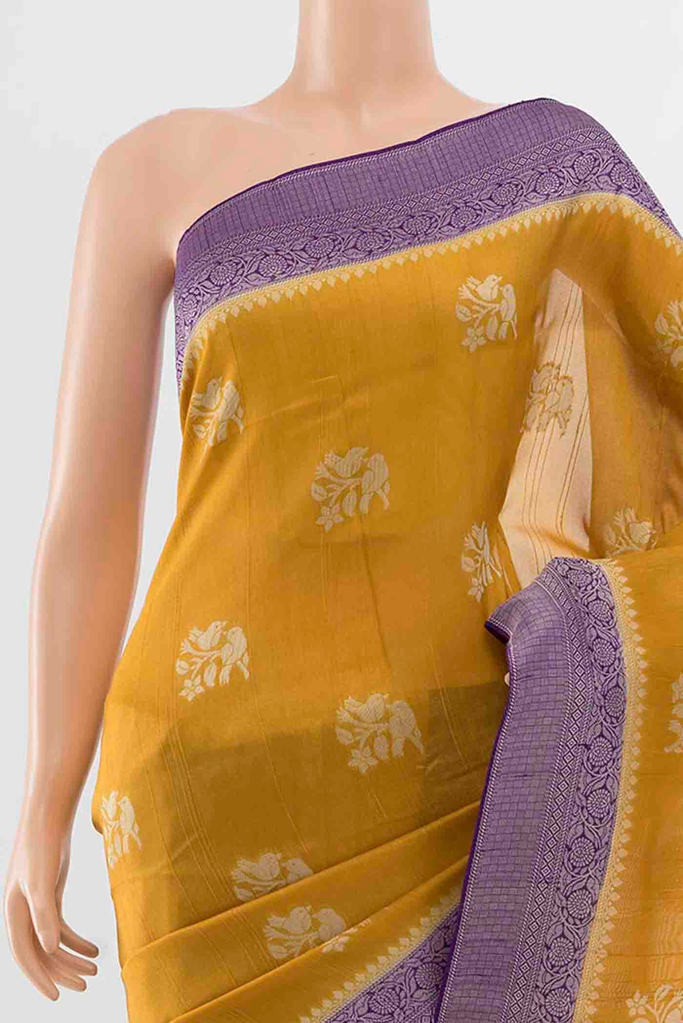 Yellow Blended Art Silk Saree - Image 2