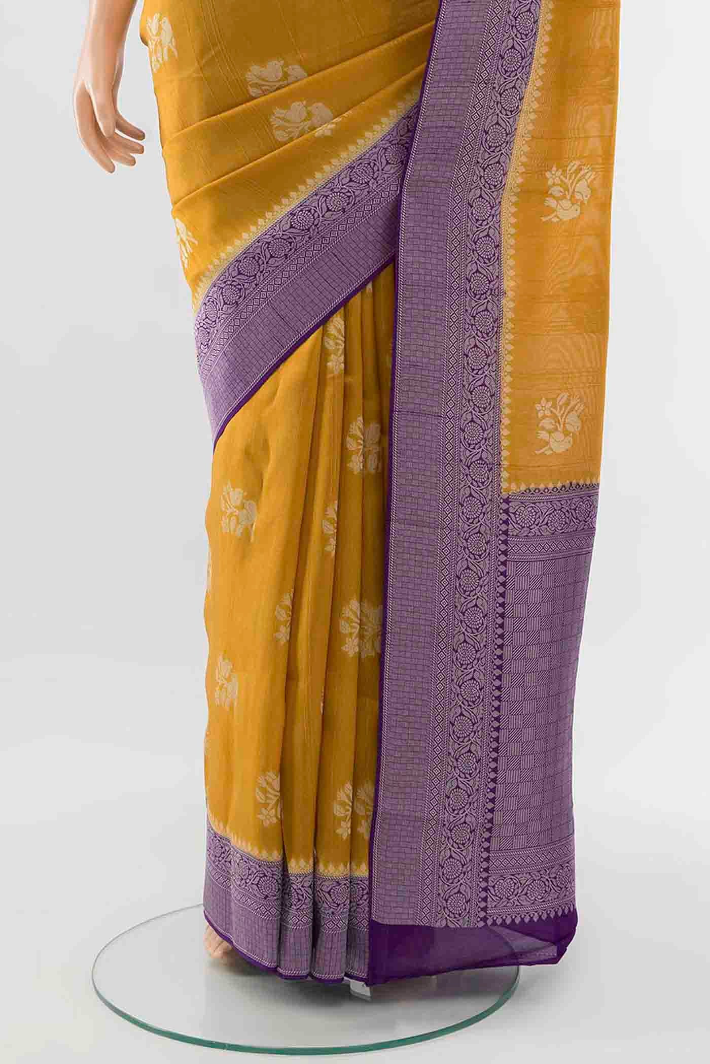 Yellow Blended Art Silk Saree - Image 3