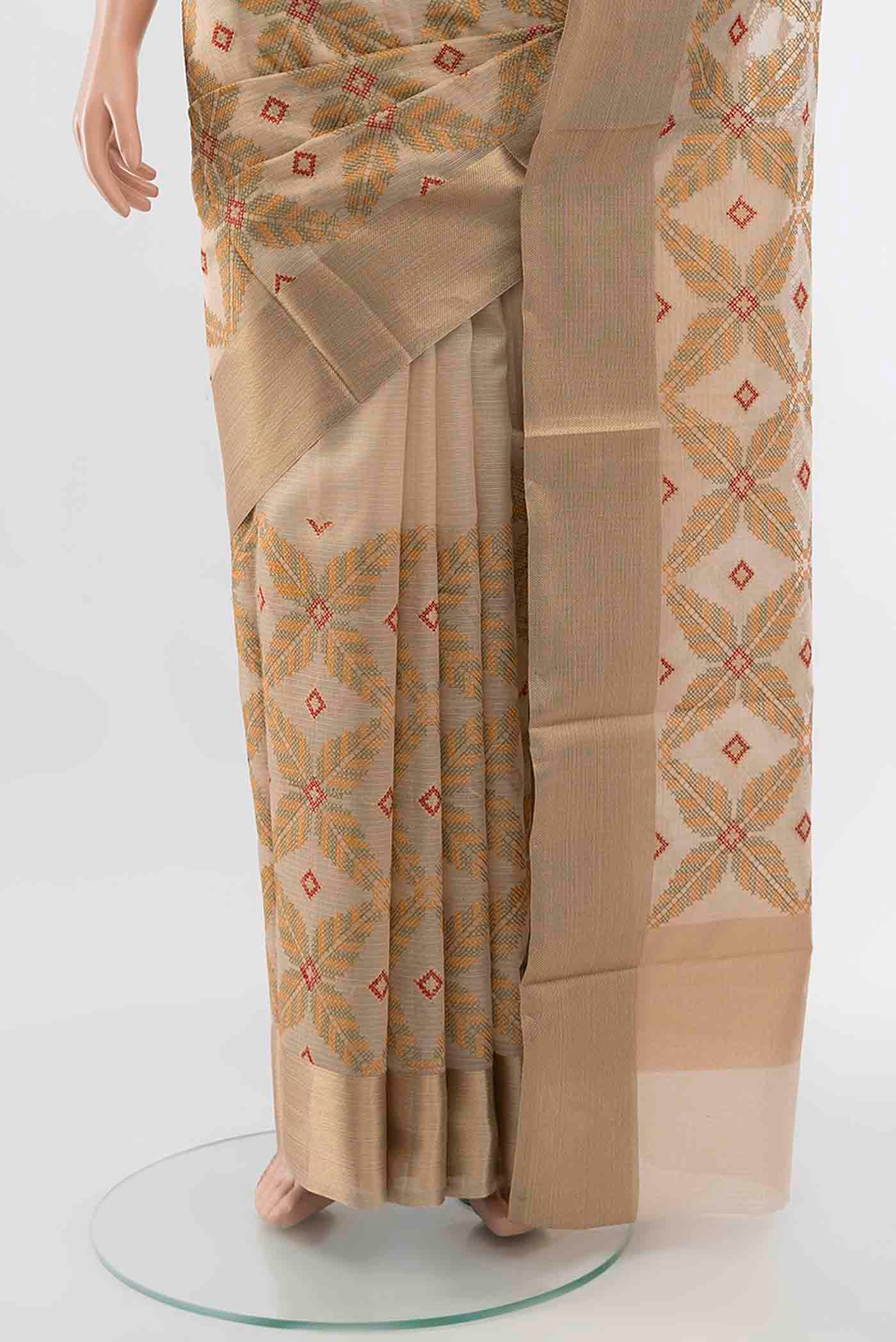 Beige Art Silk Saree - Image 3