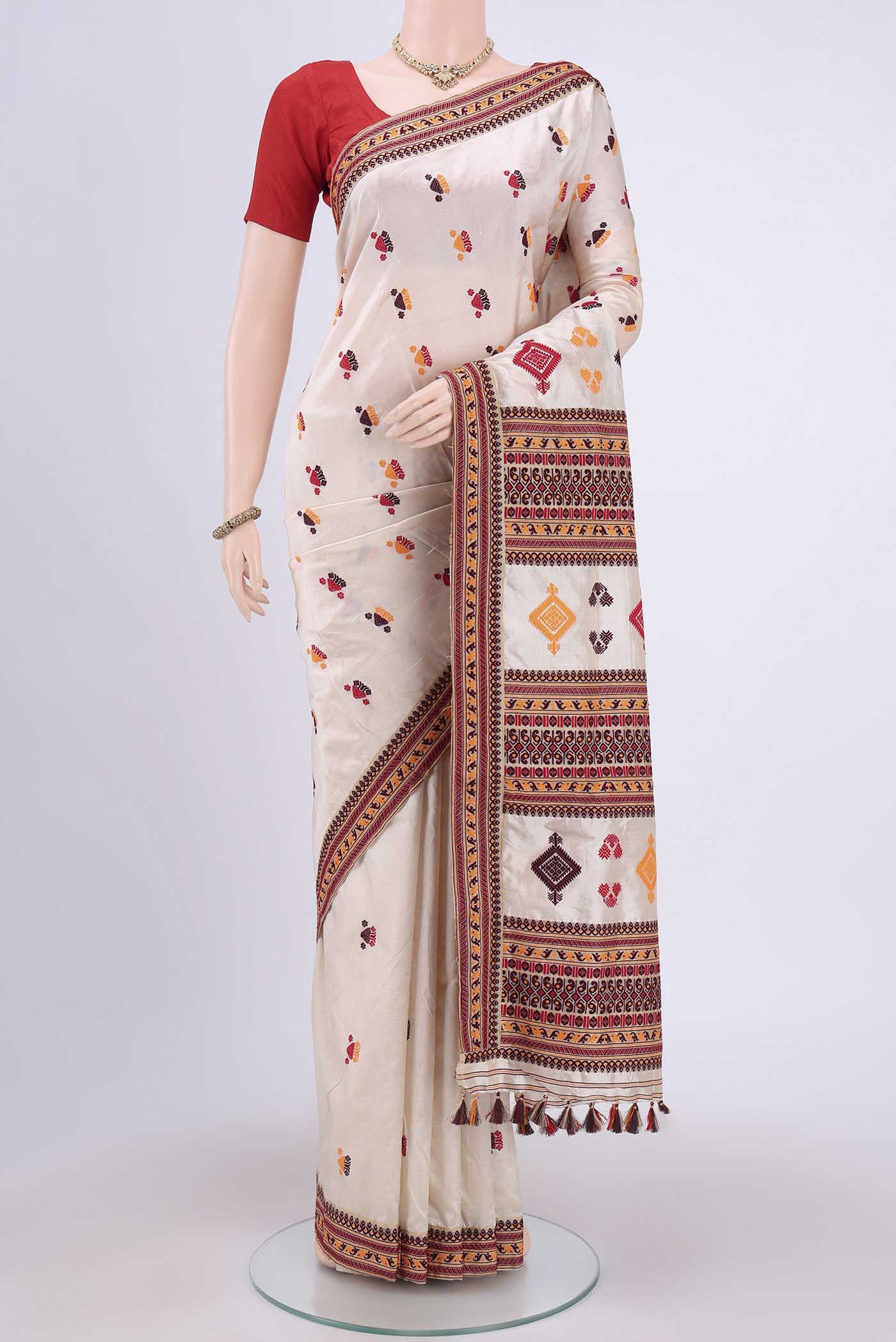 Beige Assam Silk Saree