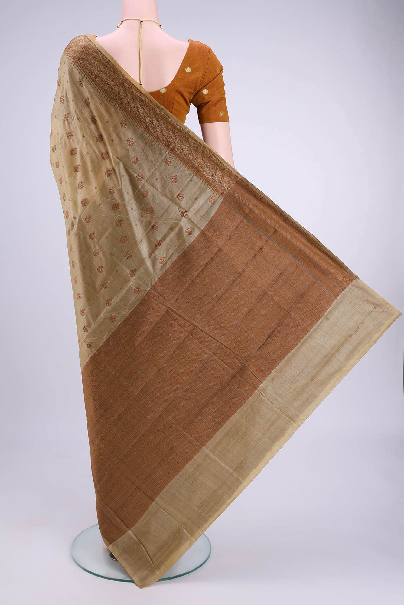 Beige Banarasi Raw Silk Saree - Image 2