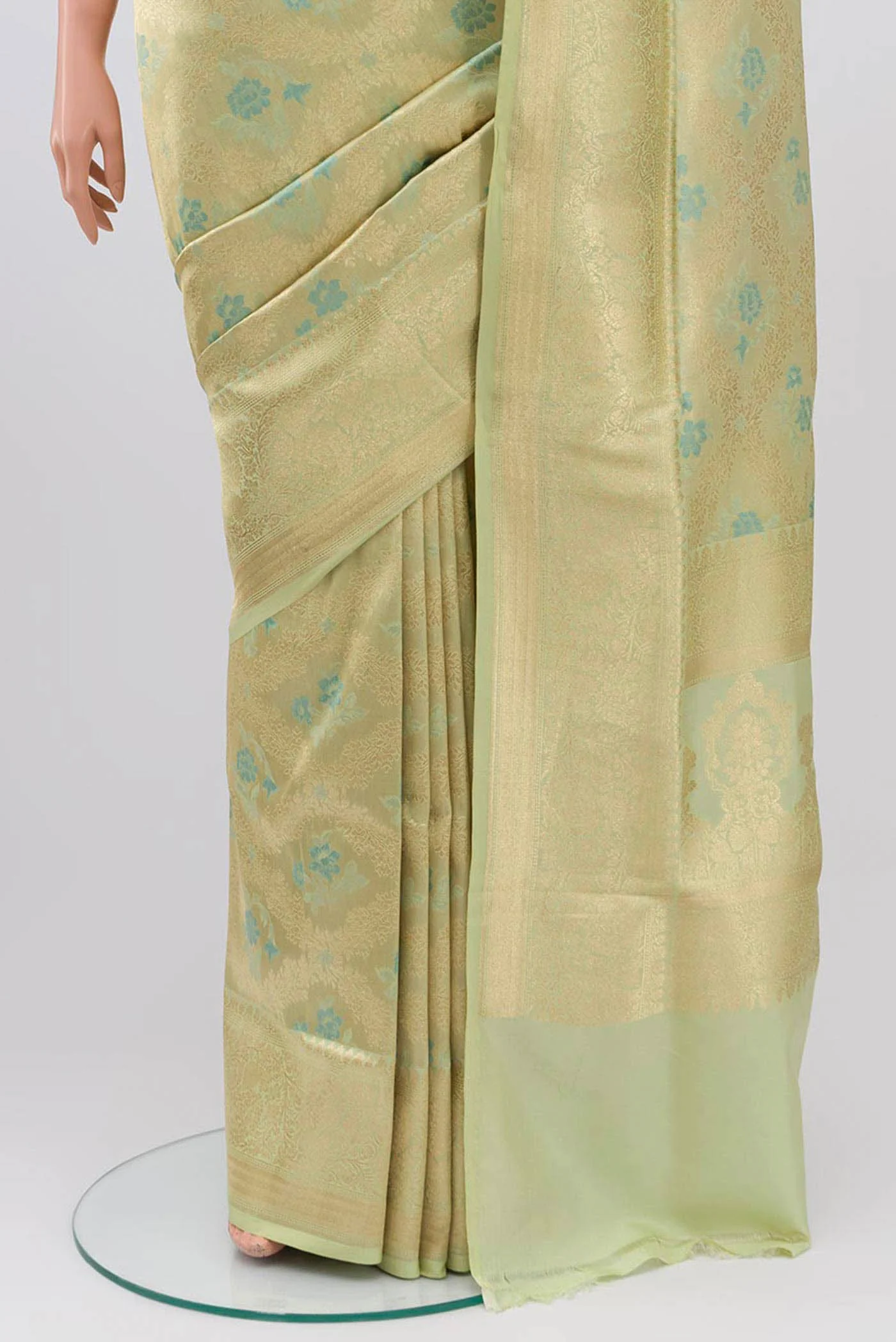 Light Green Banarasi Silk Saree - Image 3