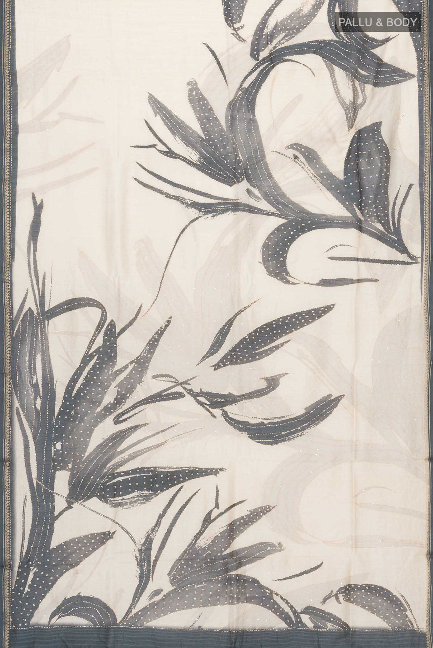 Beige Bhagalpuri Tussar Silk Saree - Image 5