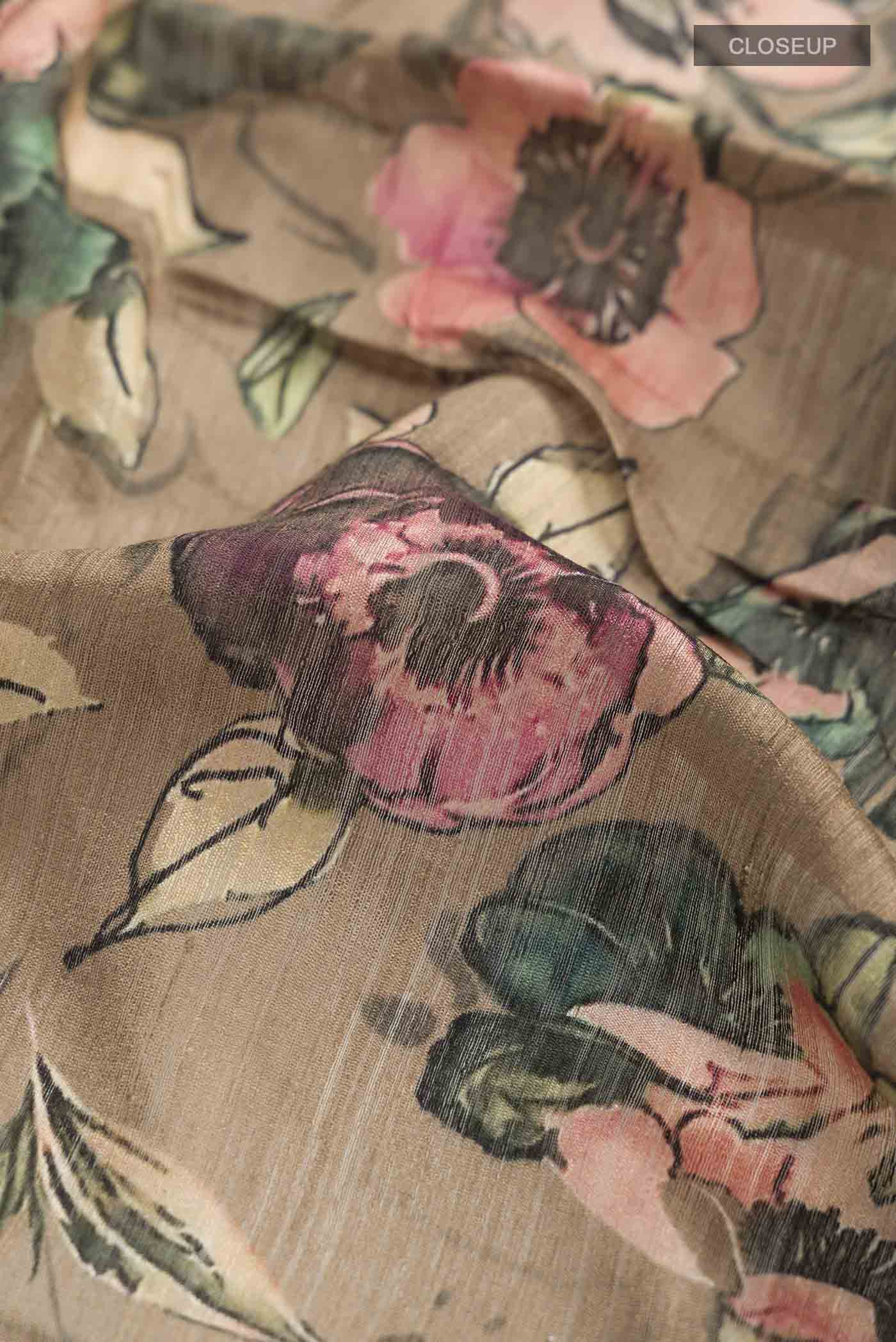 Beige Bhagalpuri Tussar Silk Saree - Image 2