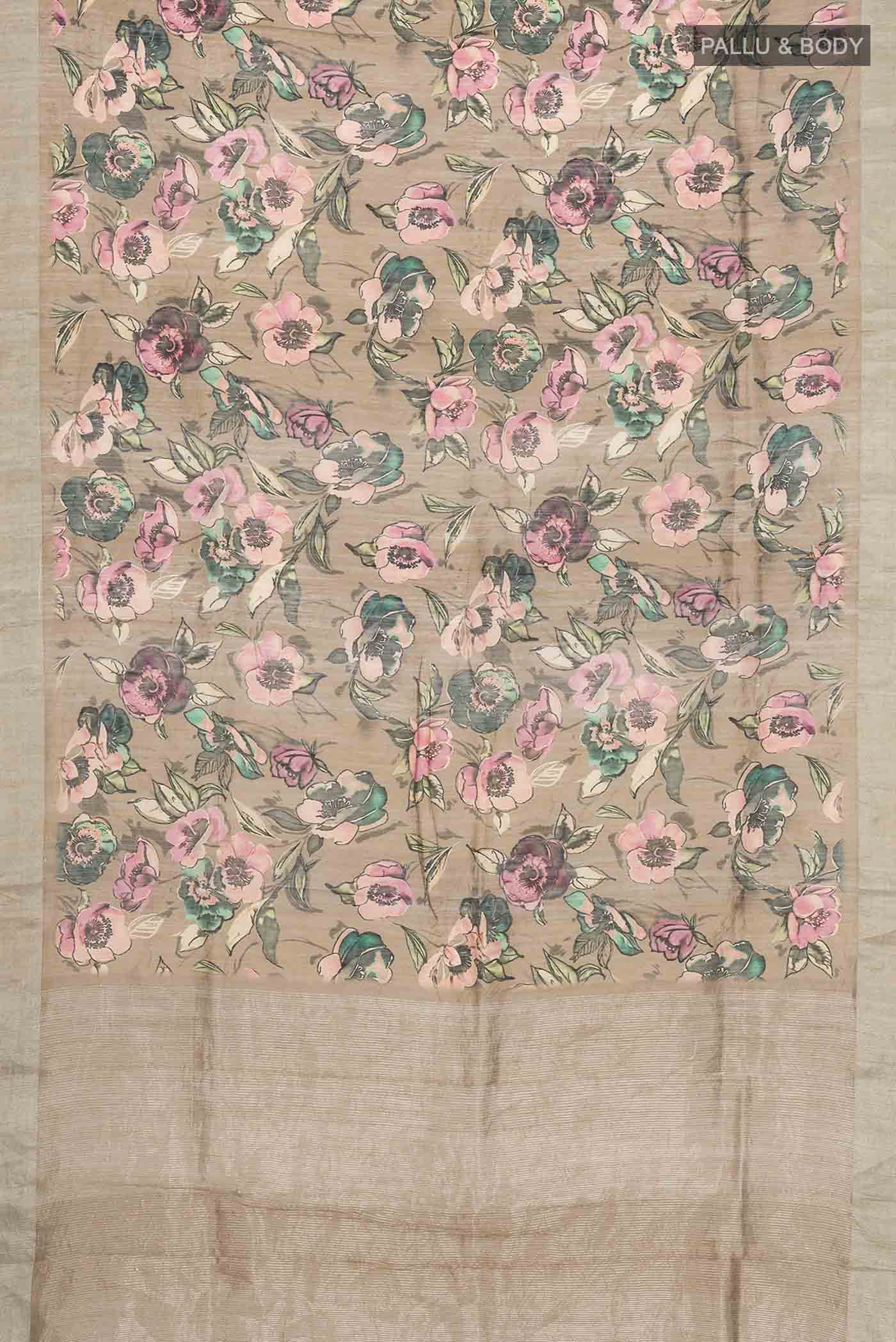 Beige Bhagalpuri Tussar Silk Saree - Image 5