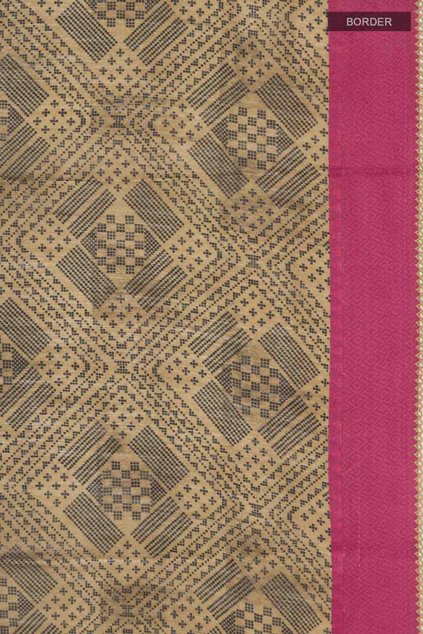 Beige Bhagalpuri Tussar Silk Saree - Image 3