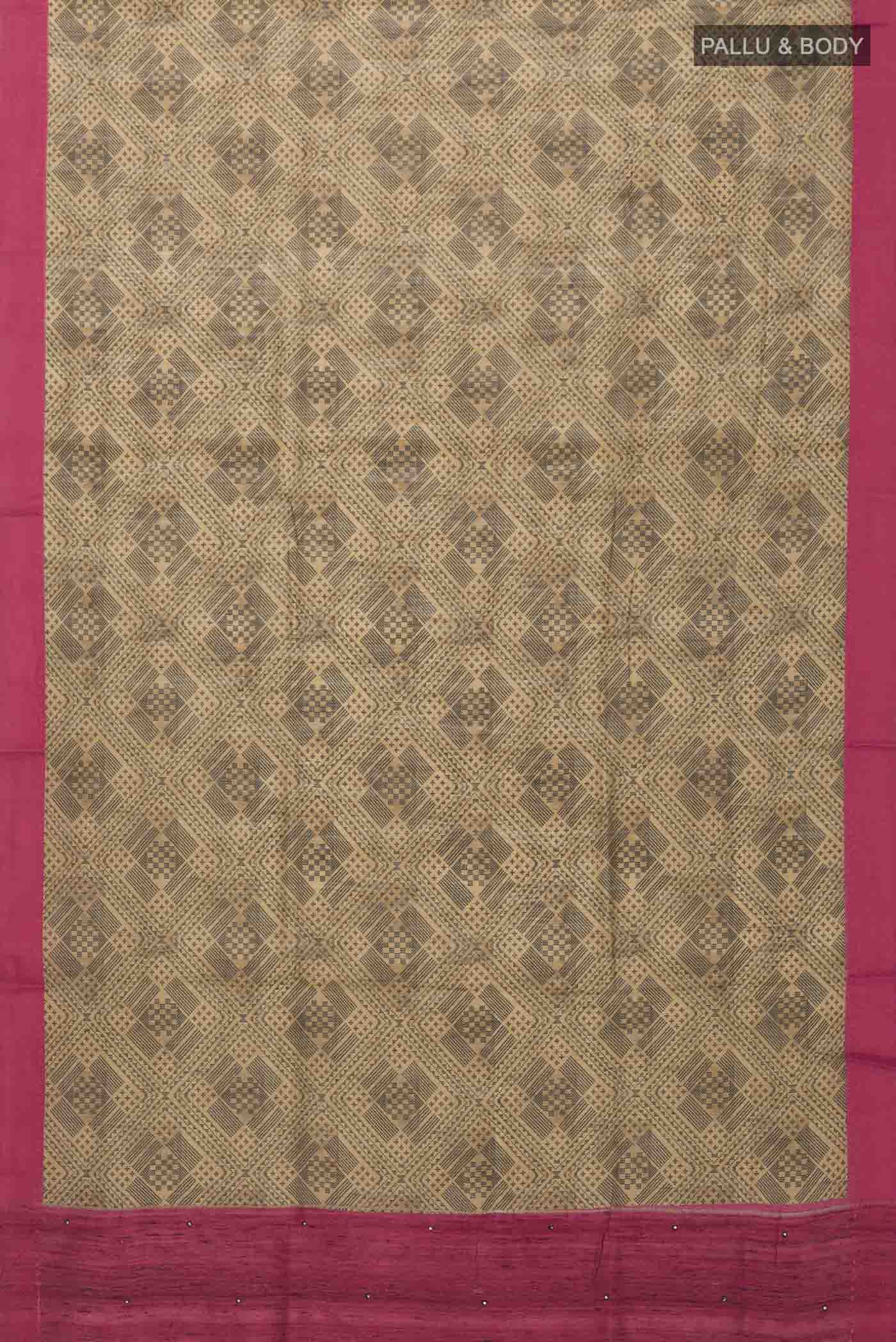 Beige Bhagalpuri Tussar Silk Saree - Image 5