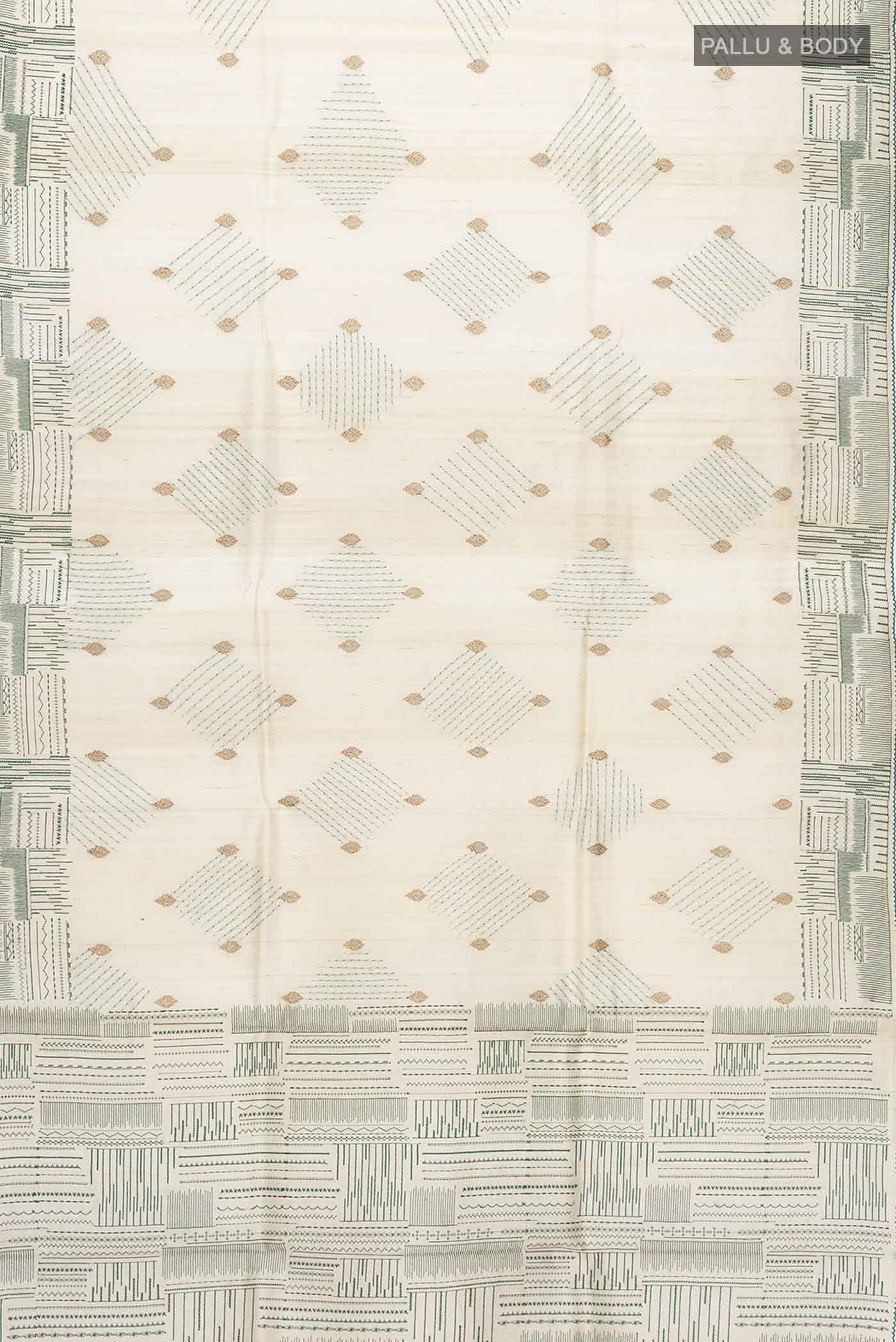 Beige Bhagalpuri Tussar Silk Saree - Image 6