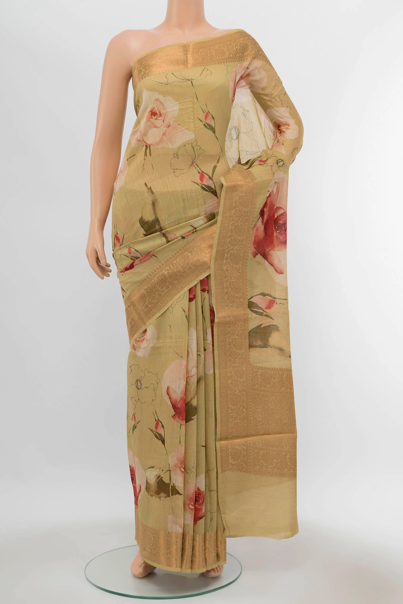 Beige Bhagalpuri Tussar Silk Saree