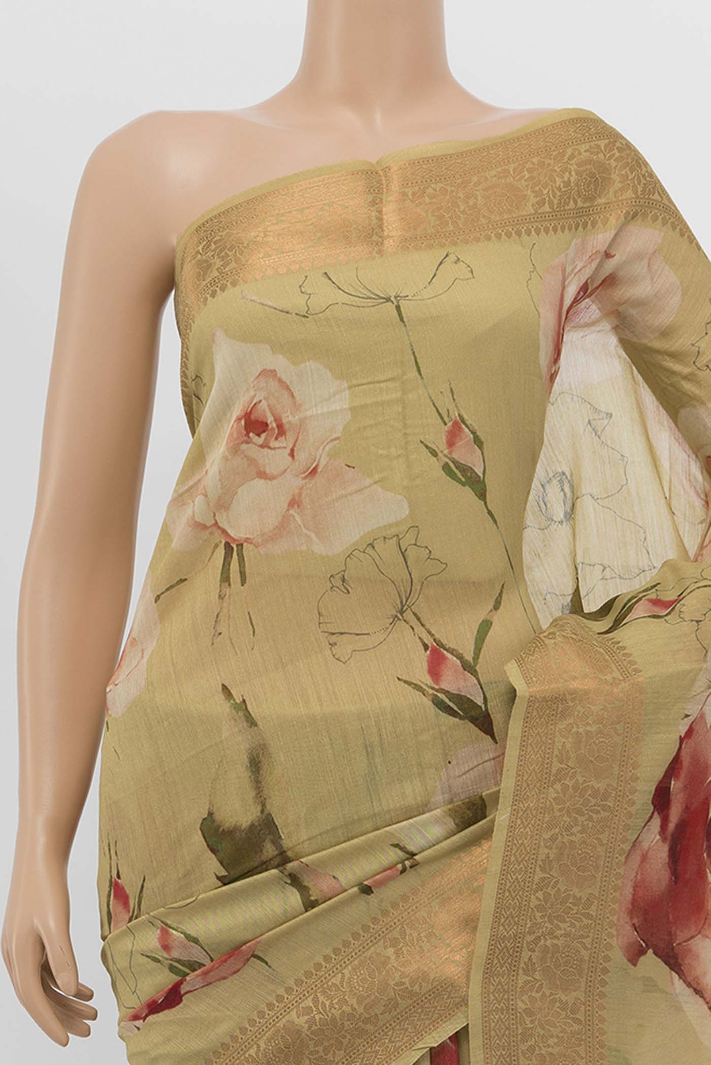 Beige Bhagalpuri Tussar Silk Saree - Image 2