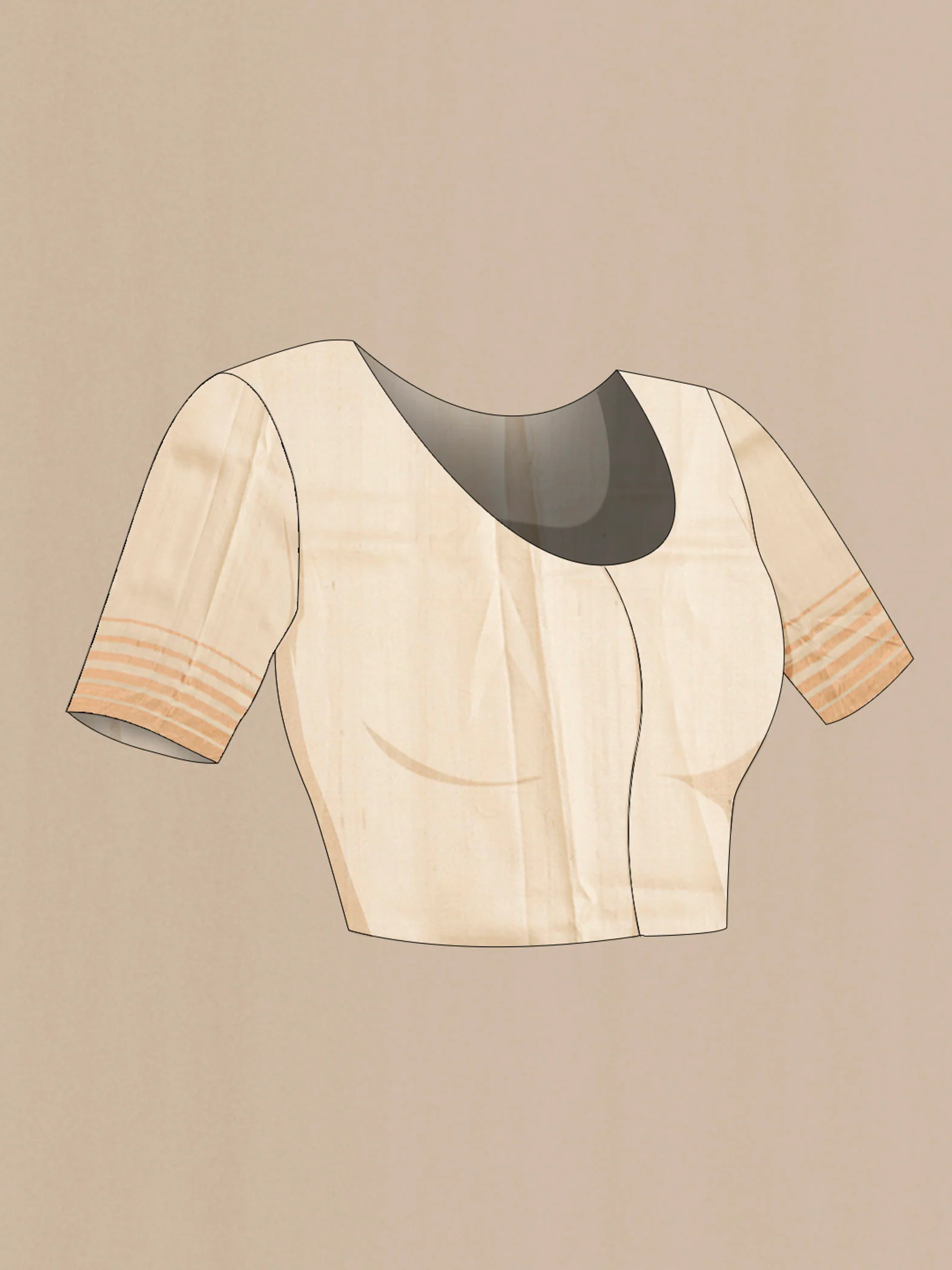 Beige Bhagalpuri Tussar Silk Saree - Image 5