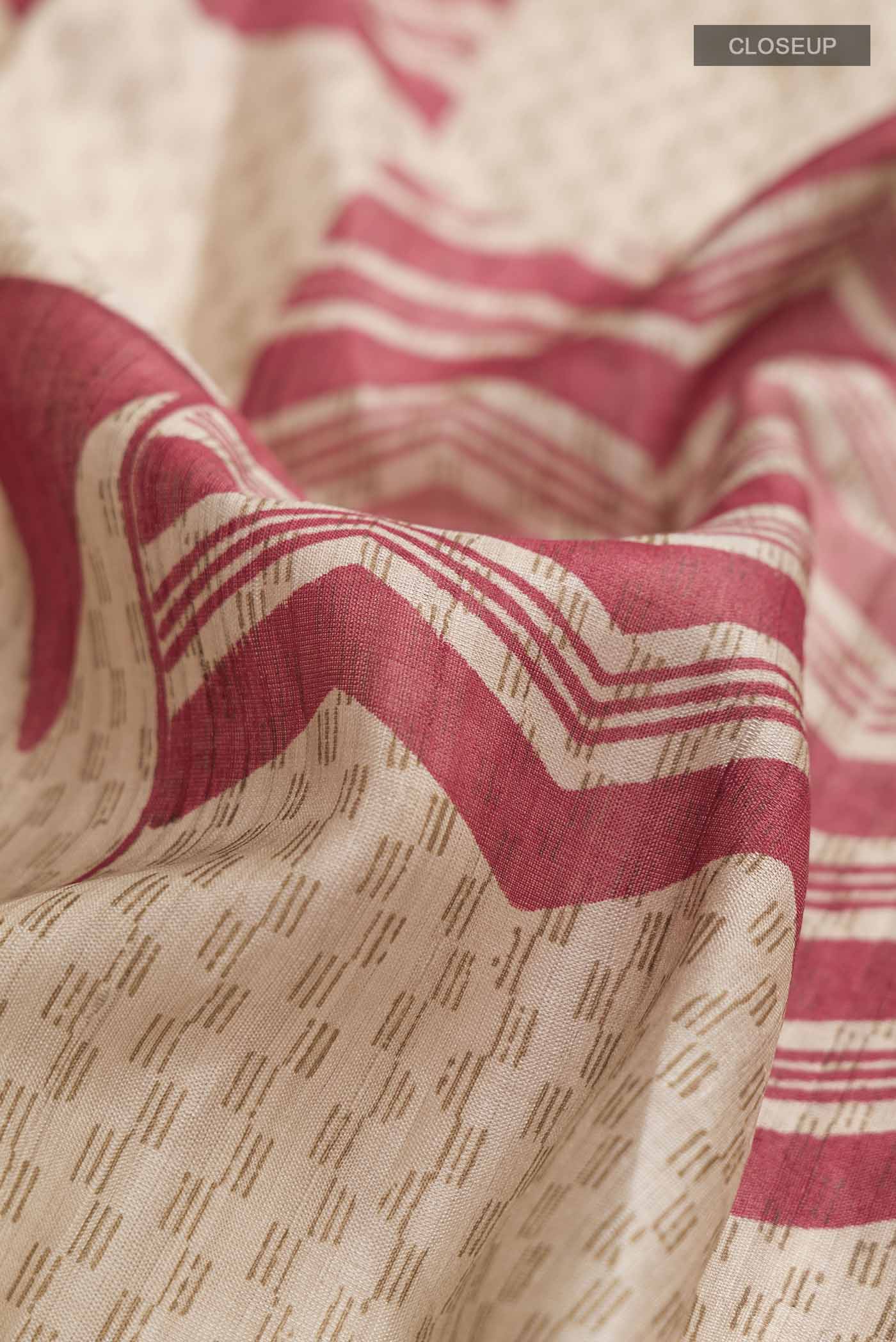 Beige Bhagalpuri Tussar Silk Saree - Image 2