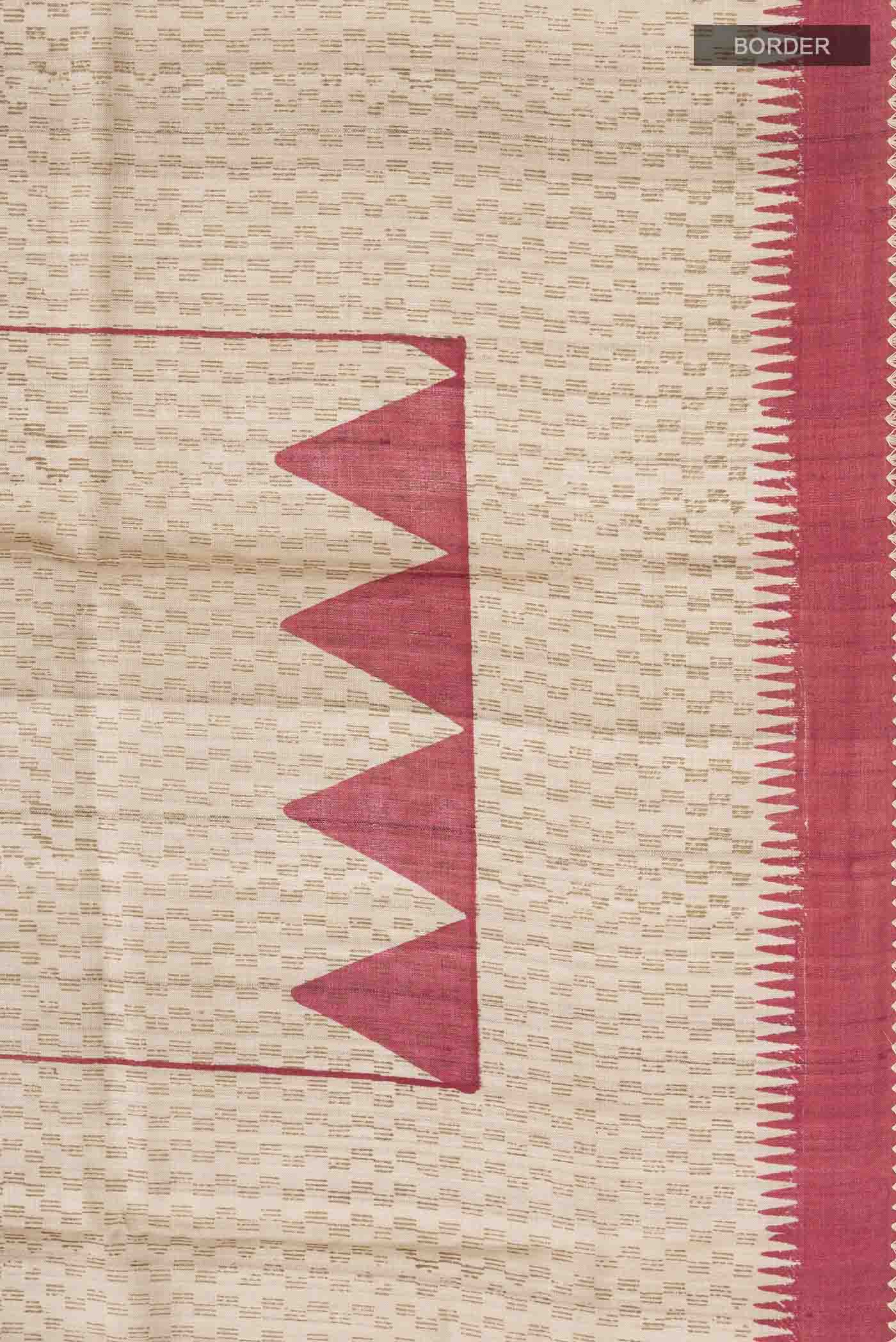 Beige Bhagalpuri Tussar Silk Saree - Image 3