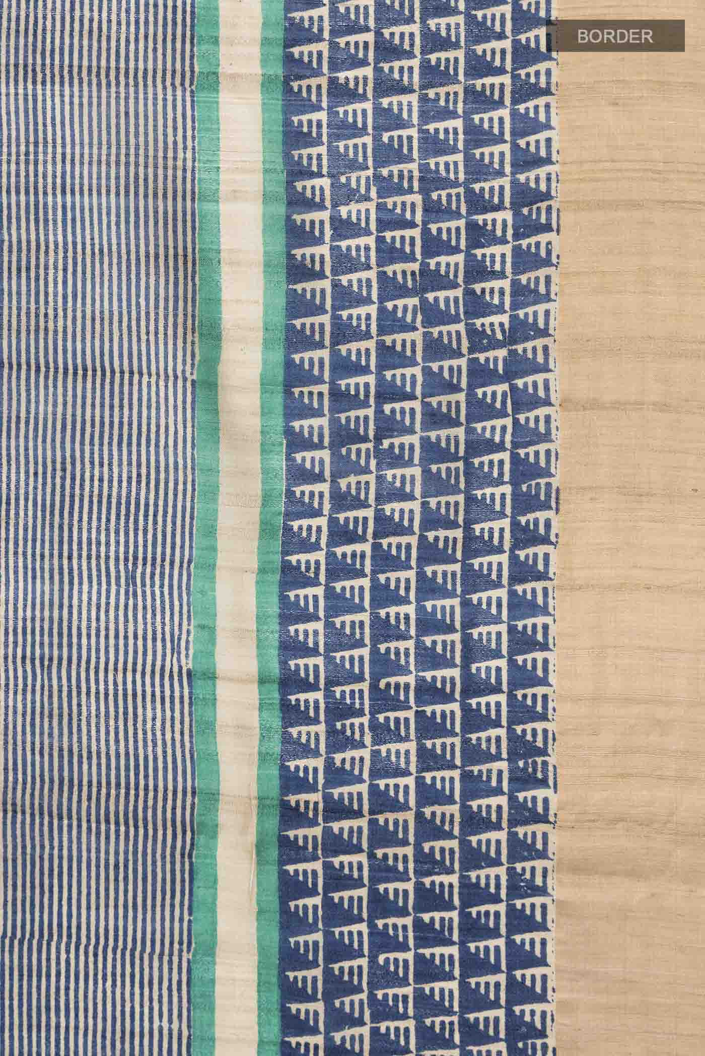 Beige Bhagalpuri Tussar Silk Saree - Image 3