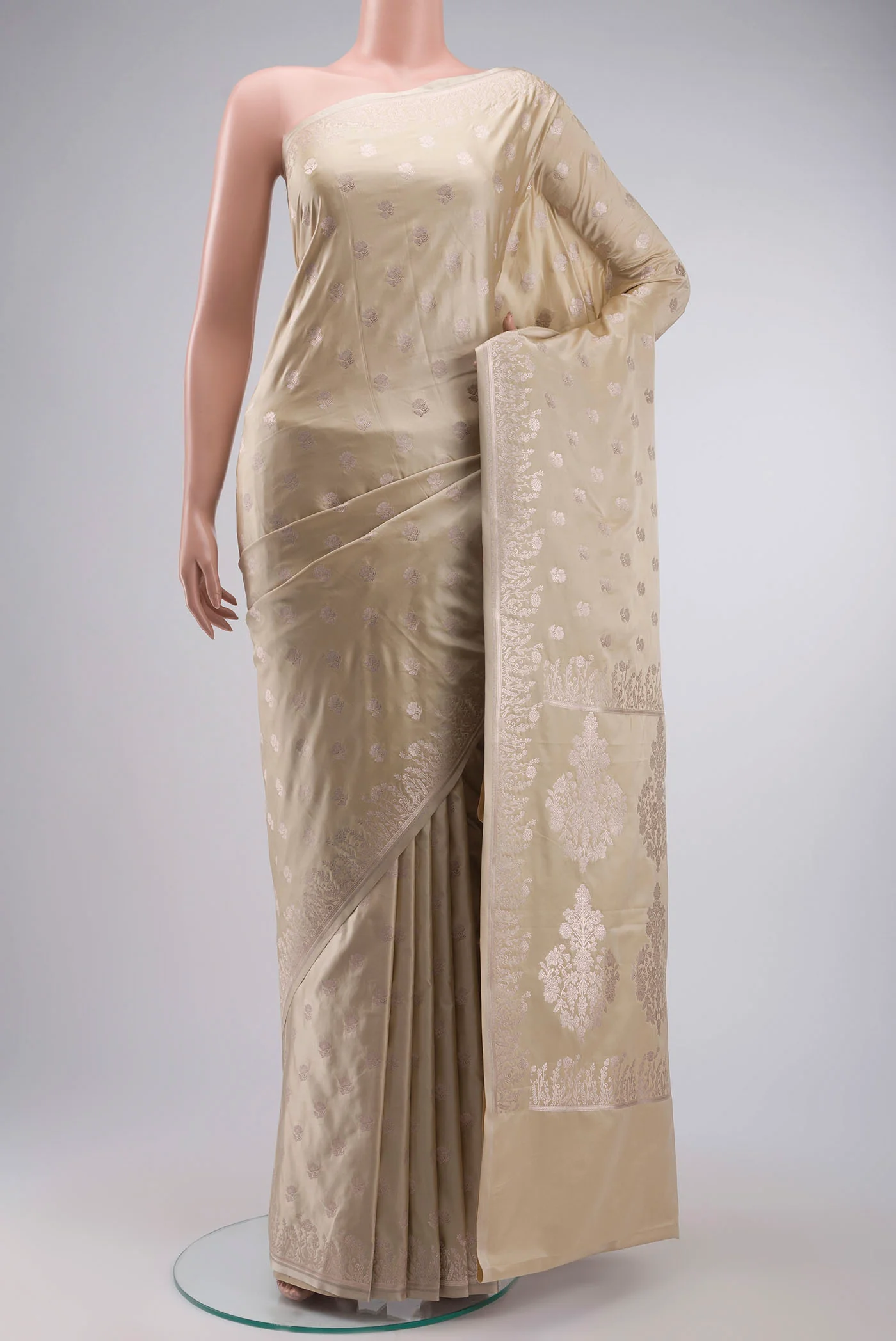 Beige Blended Banarasi Silk Saree