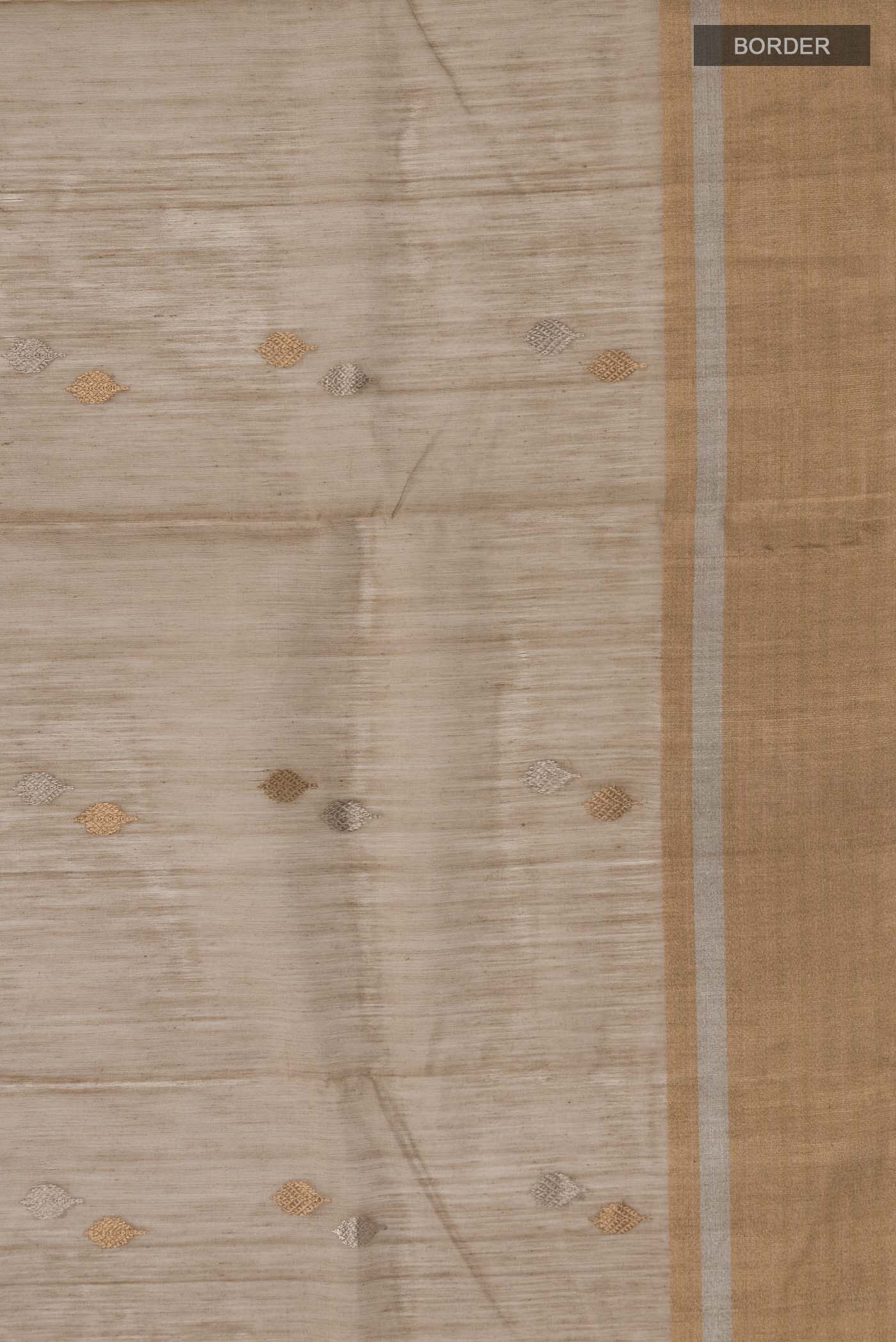 Beige Chanderi Silk Cotton Saree - Image 3
