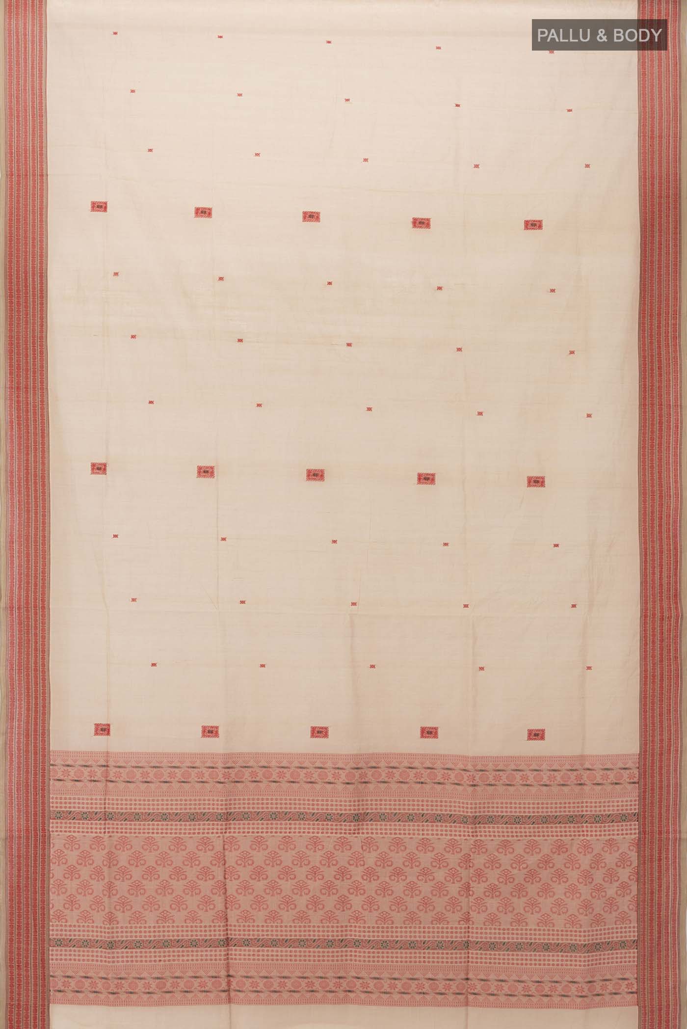 Beige Coimbatore Cotton Saree - Image 5