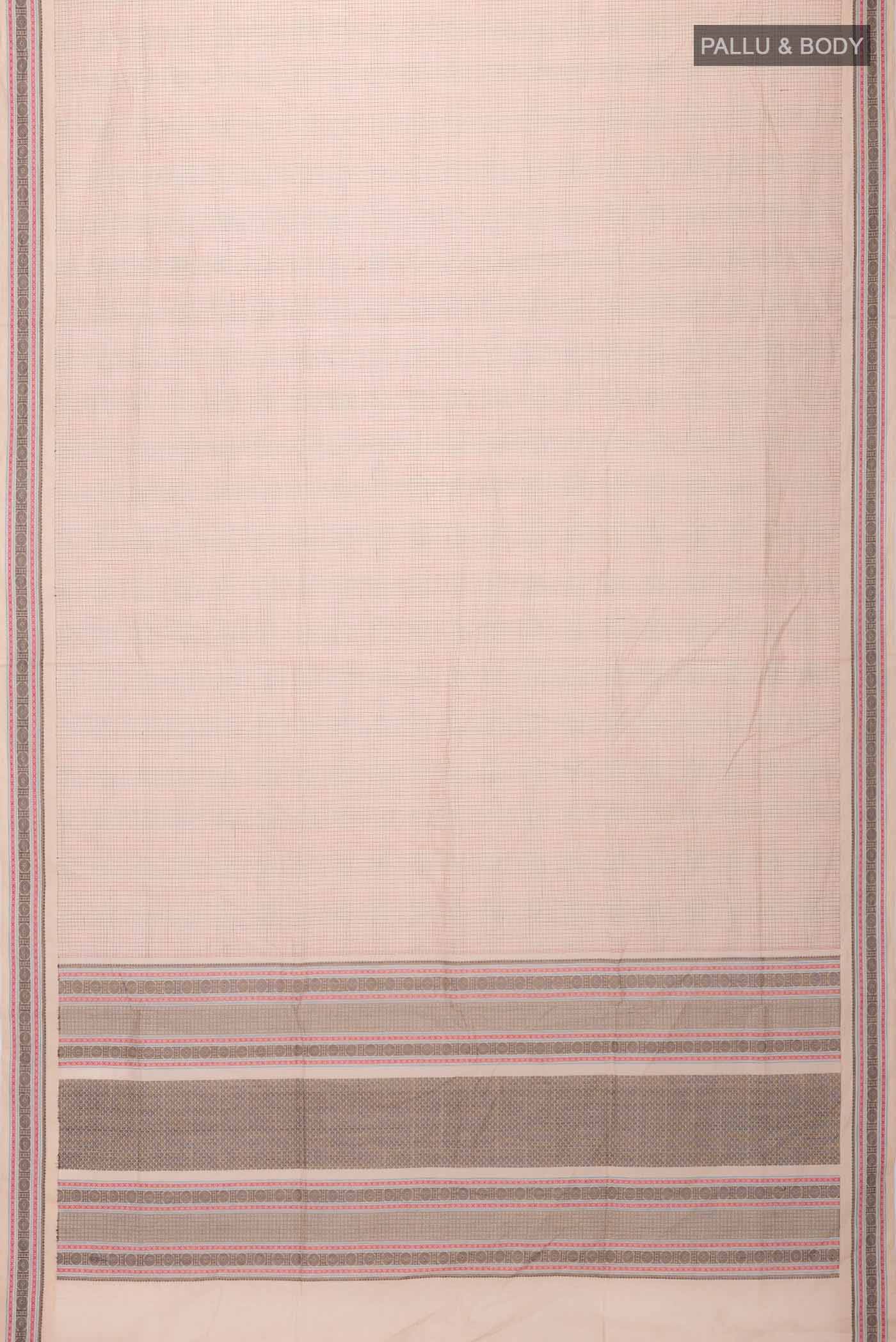 Beige Coimbatore Cotton Saree - Image 3