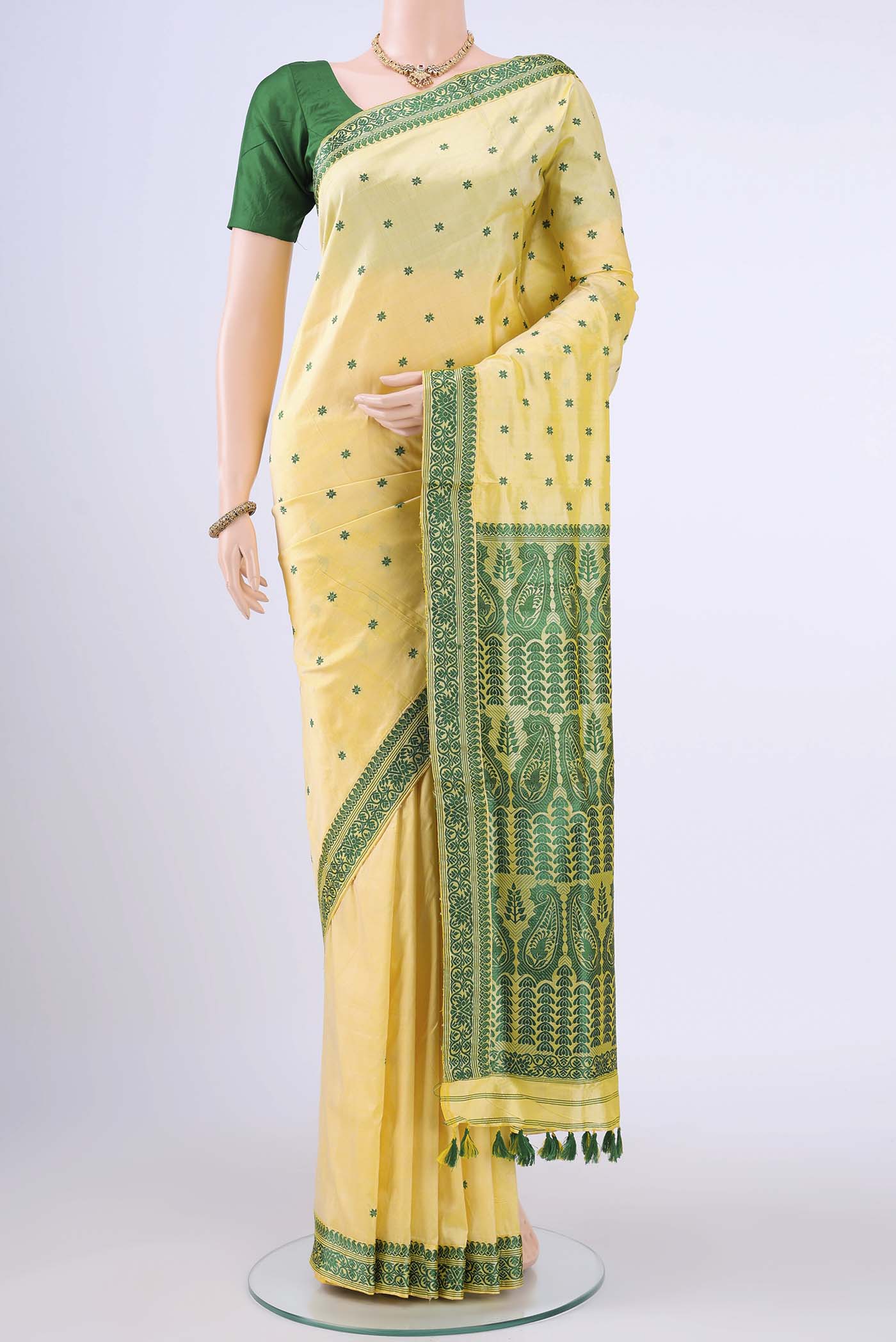 Beige Dual Tone Assam Silk Saree