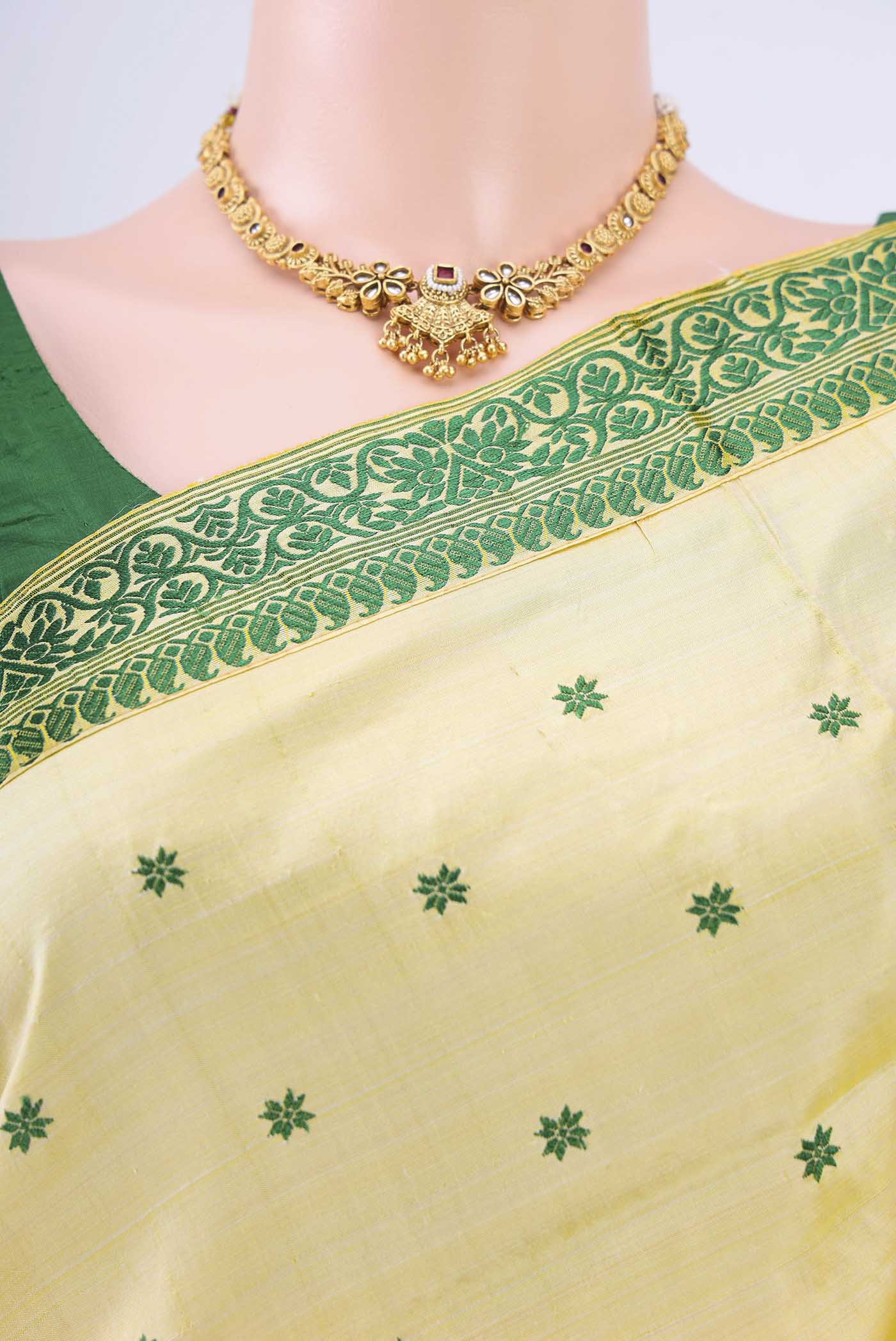 Beige Dual Tone Assam Silk Saree - Image 2