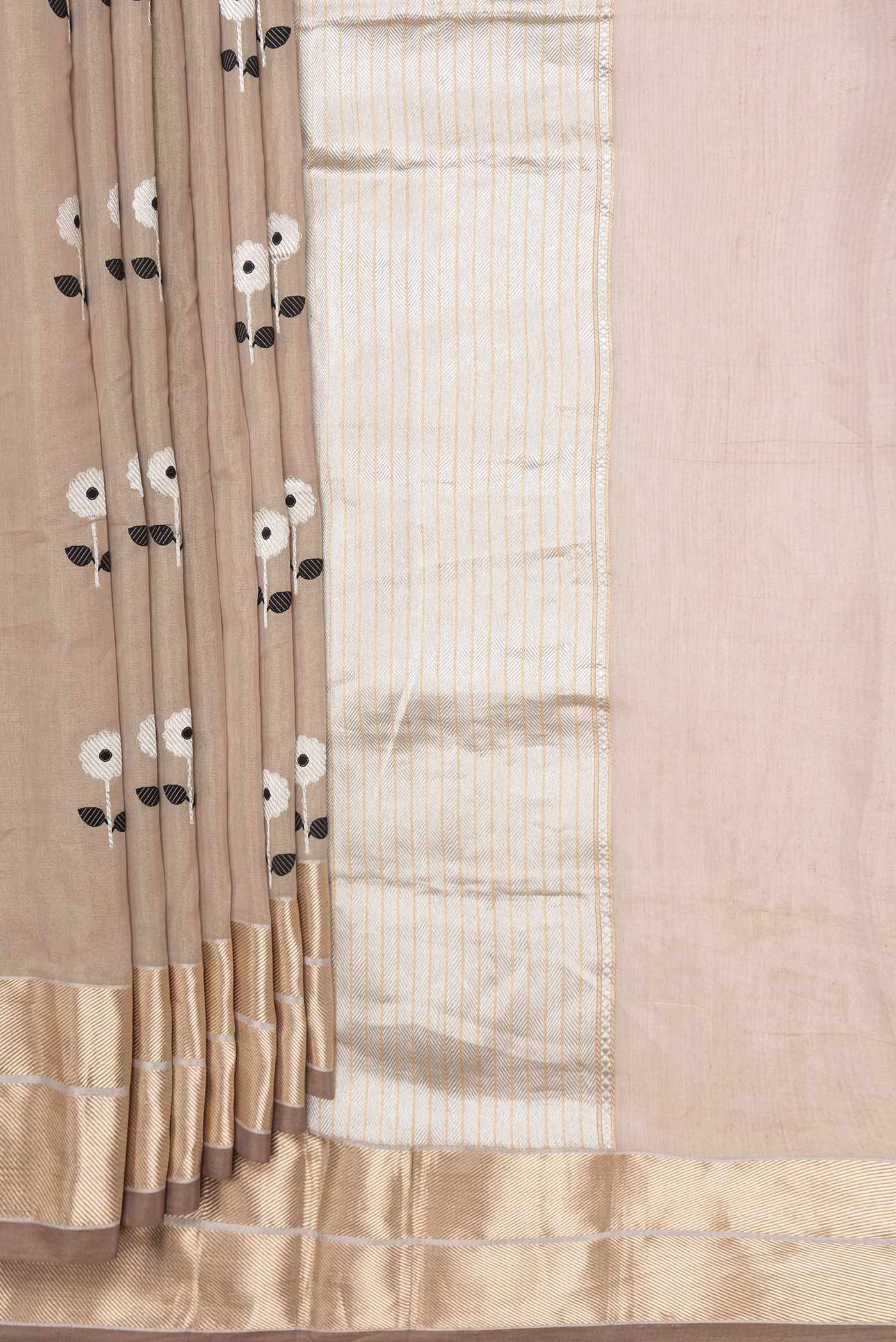 Beige Dual Tone Banarasi Saree - Image 4