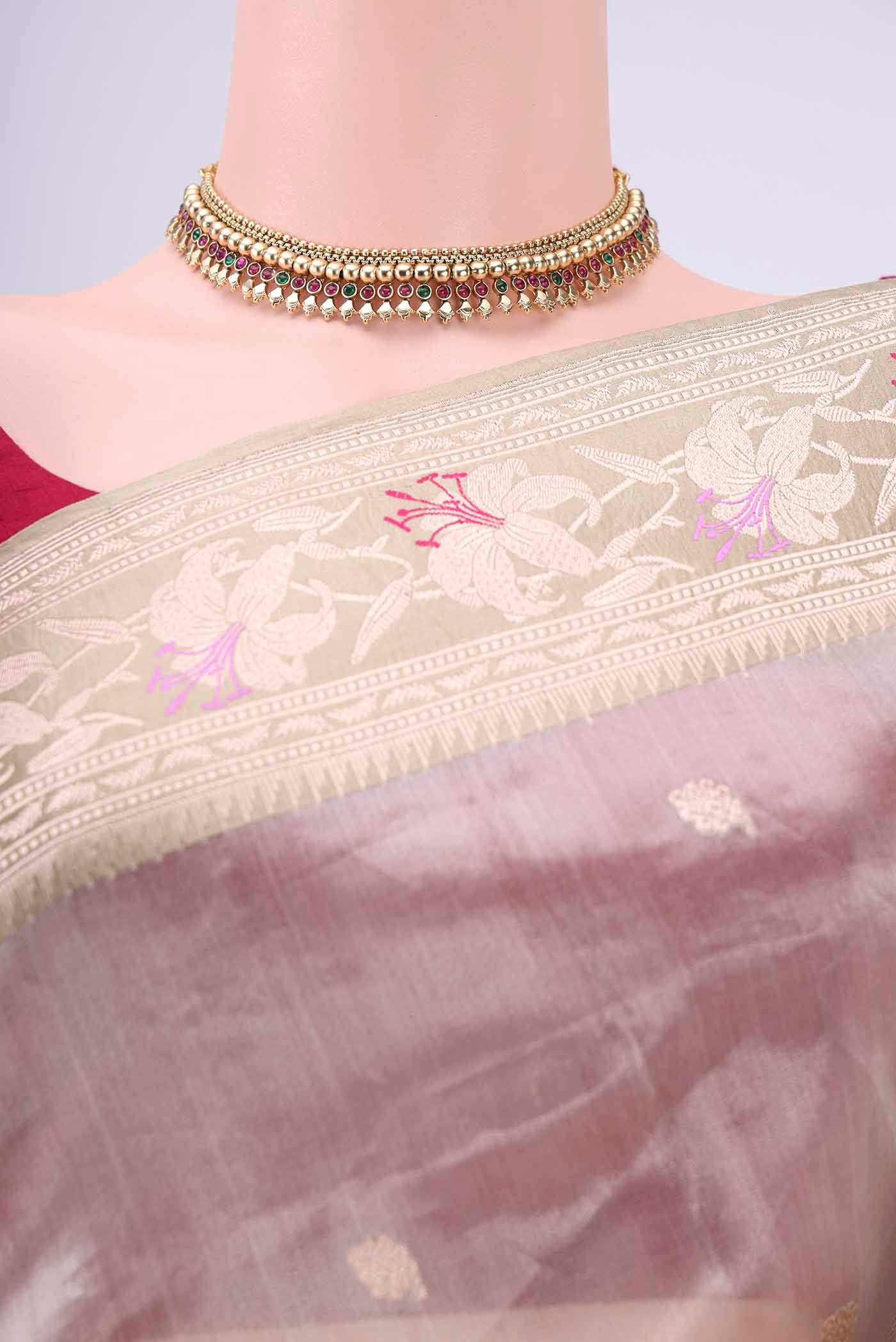 Beige Dual Tone Banarasi Silk Saree - Image 2