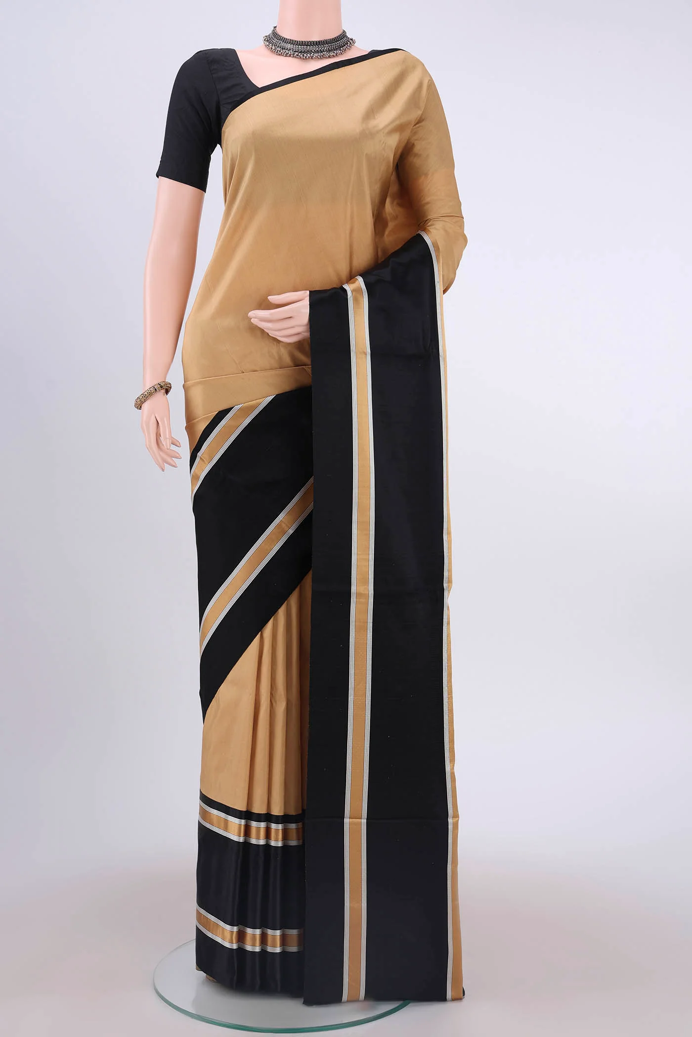 Beige Dual Tone Banarasi Silk Saree