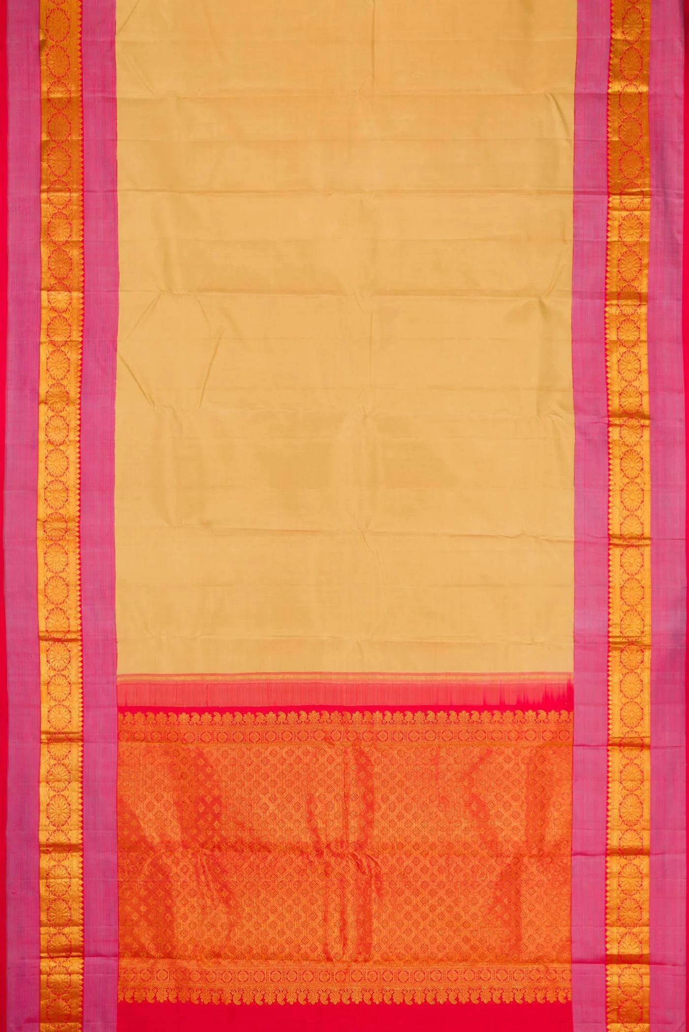 Beige Dual Tone Kanjivaram Silk Saree - Image 6