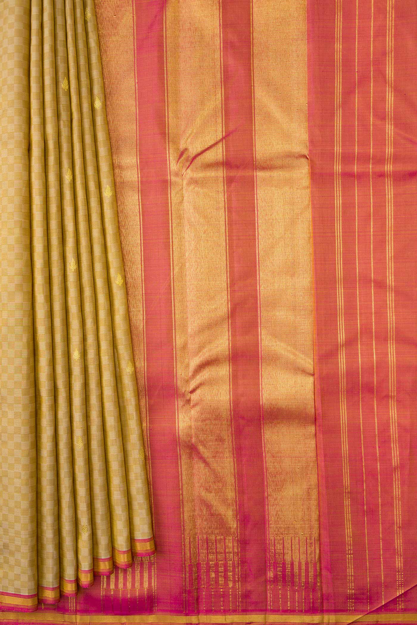 Beige Dual Tone Kanjivaram Silk Saree - Image 4
